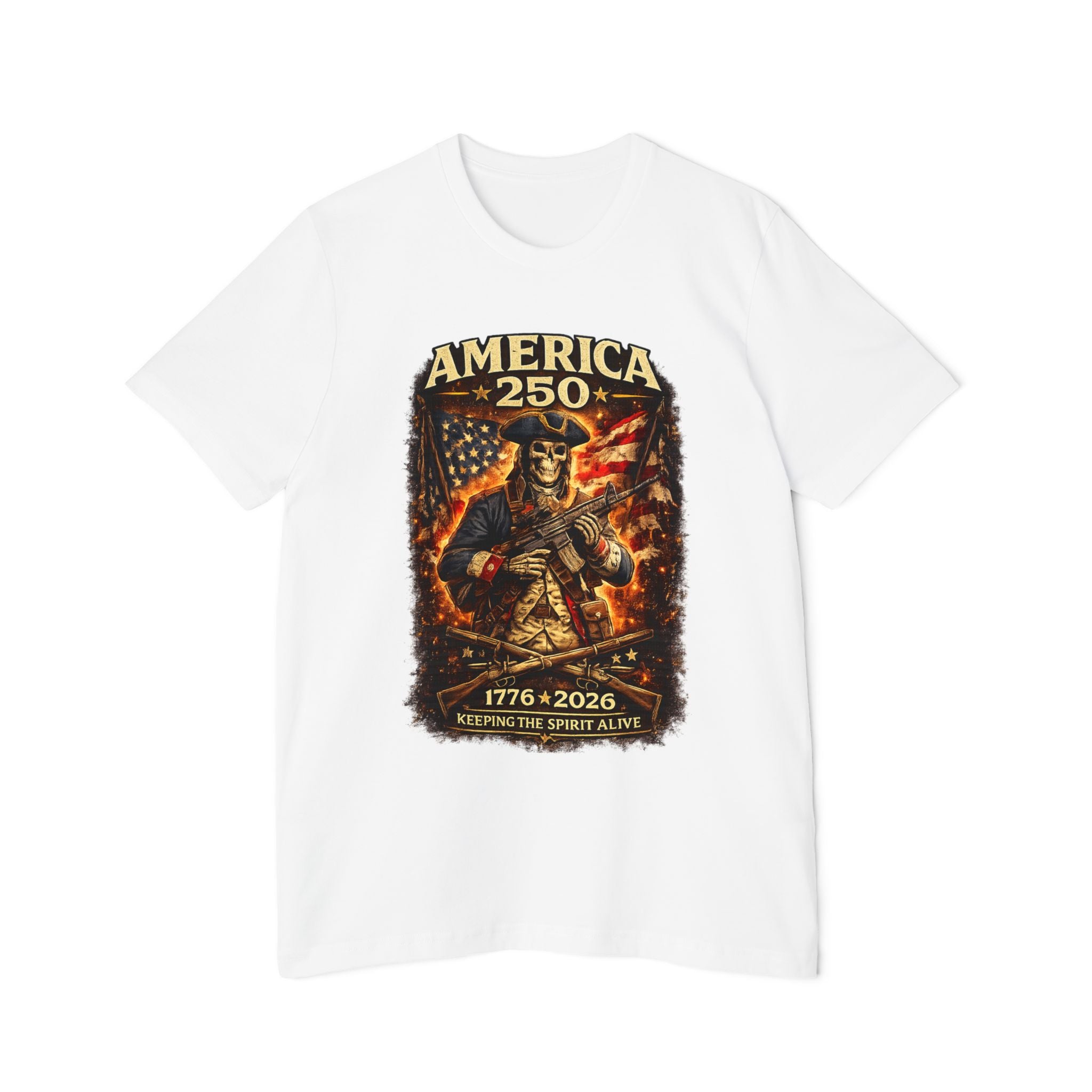 America 250 T-Shirt - 1776-2026 Patriotic Skeleton Flag Tee