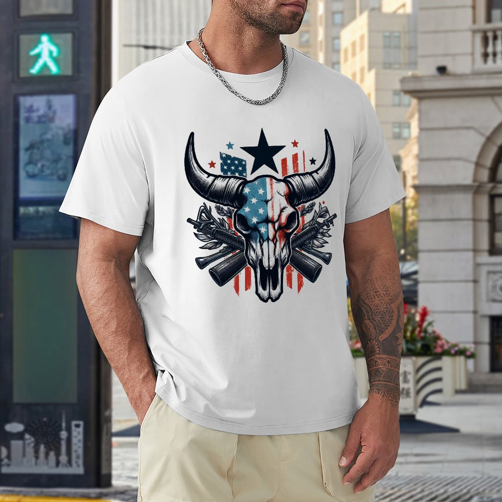 Wolf Hill Ranch Patriotic Bull Skull Tee