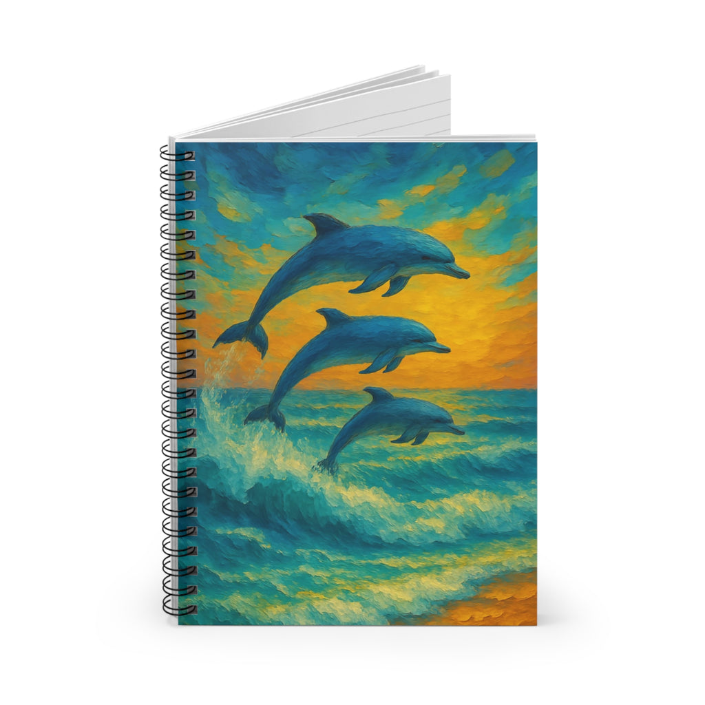 Ocean Breeze Dolphin Spiral Notebook - Create, Journal, Organize, Blue Waves, Gift for Sea Lovers, School Supplies, Beach Decor