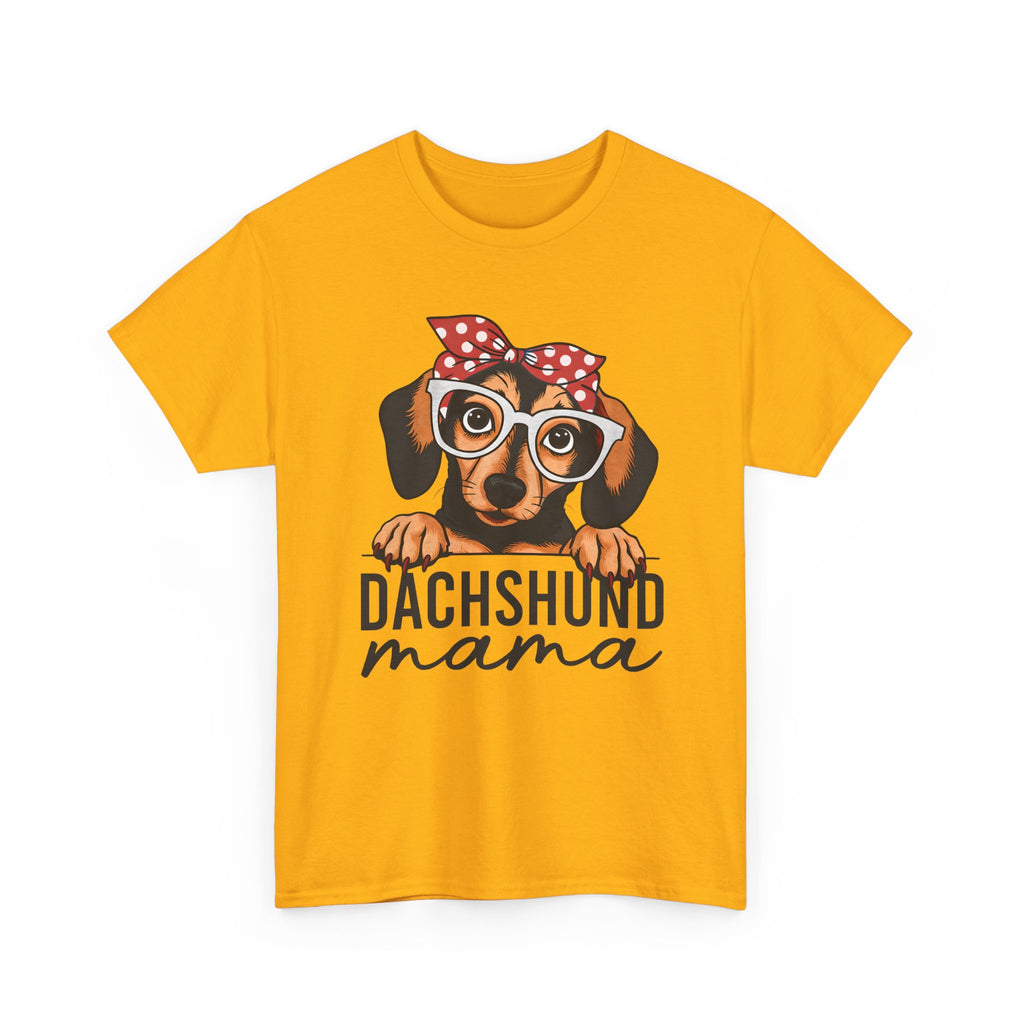 Dachshund Mama T-Shirt — Cute Dog Mom Tee with Glasses & Bandana