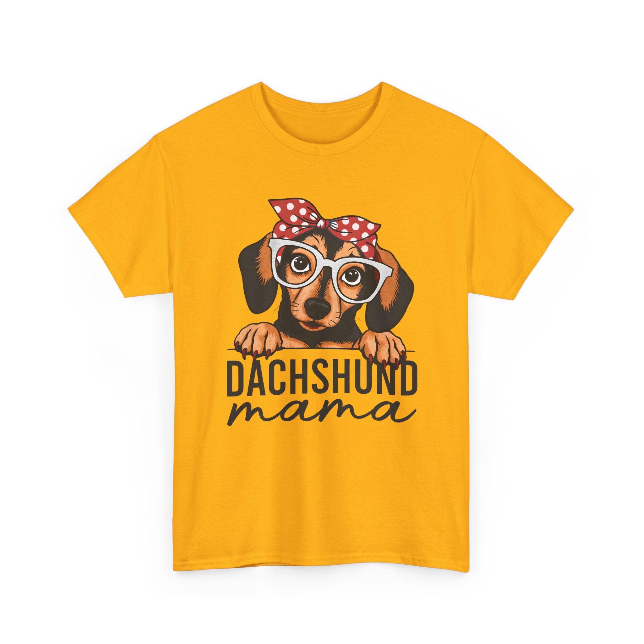 Dachshund Mama T-Shirt — Cute Dog Mom Tee with Glasses & Bandana