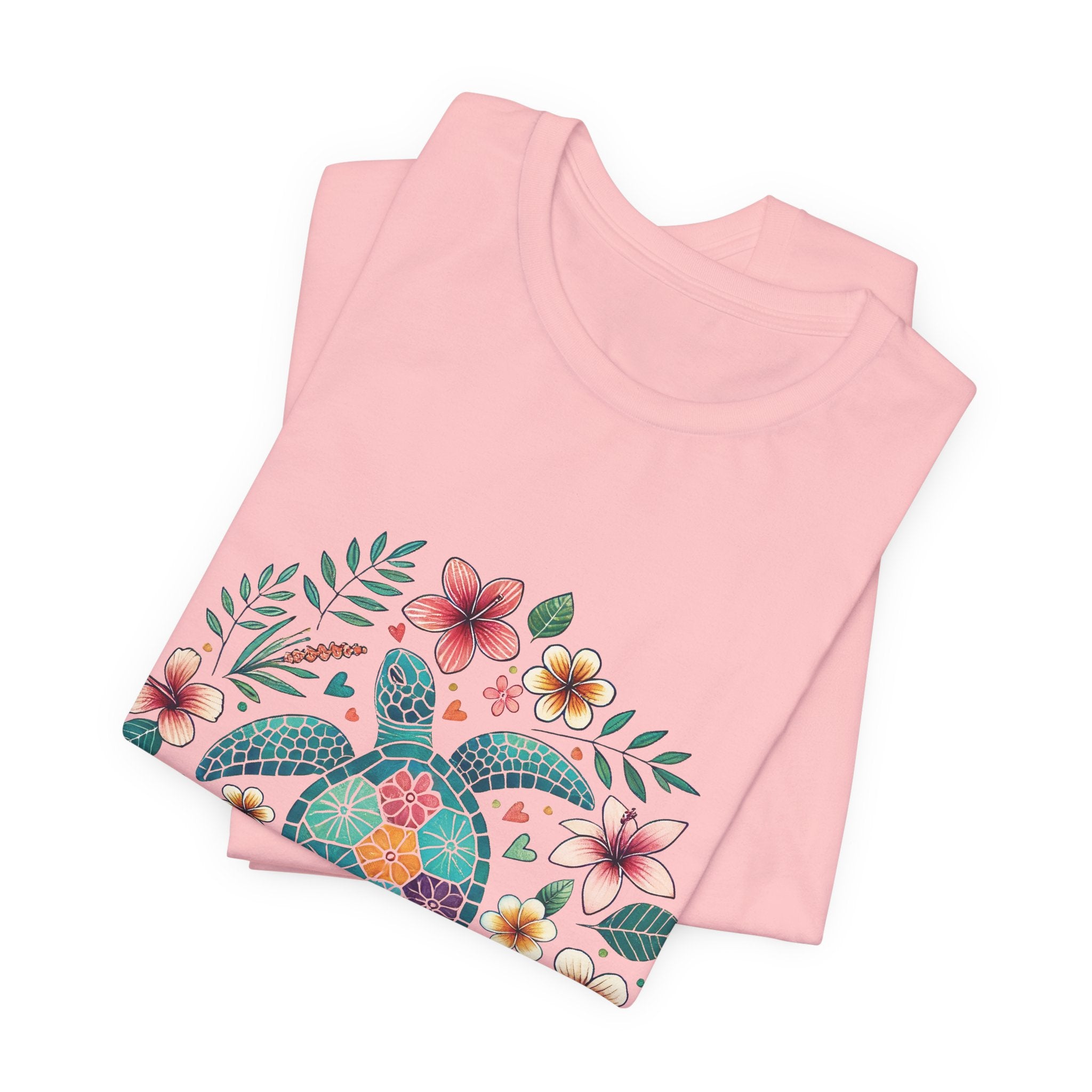 Floral Mosaic Sea Turtle T-Shirt — Tropical Beach Boho Tee