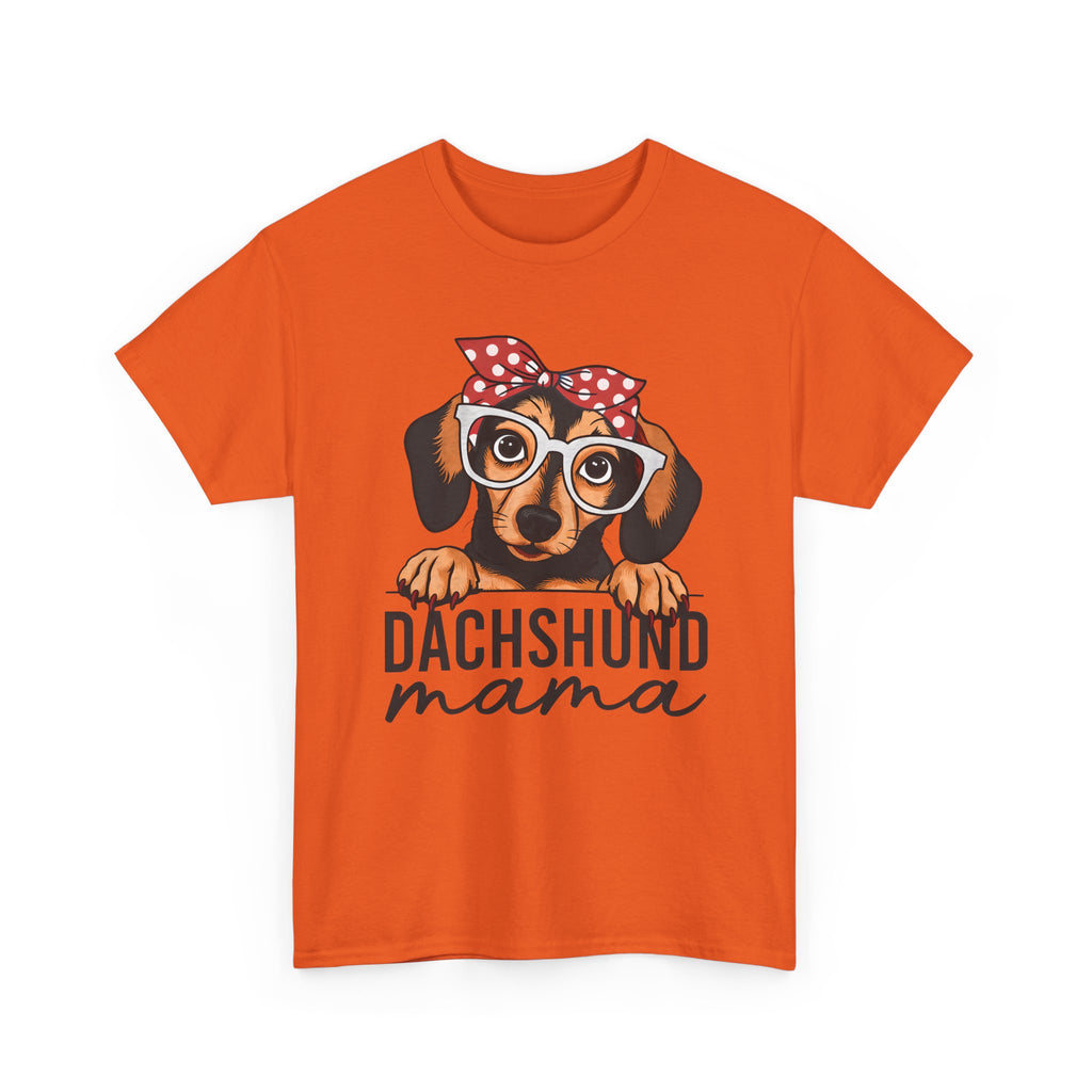 Dachshund Mama T-Shirt — Cute Dog Mom Tee with Glasses & Bandana