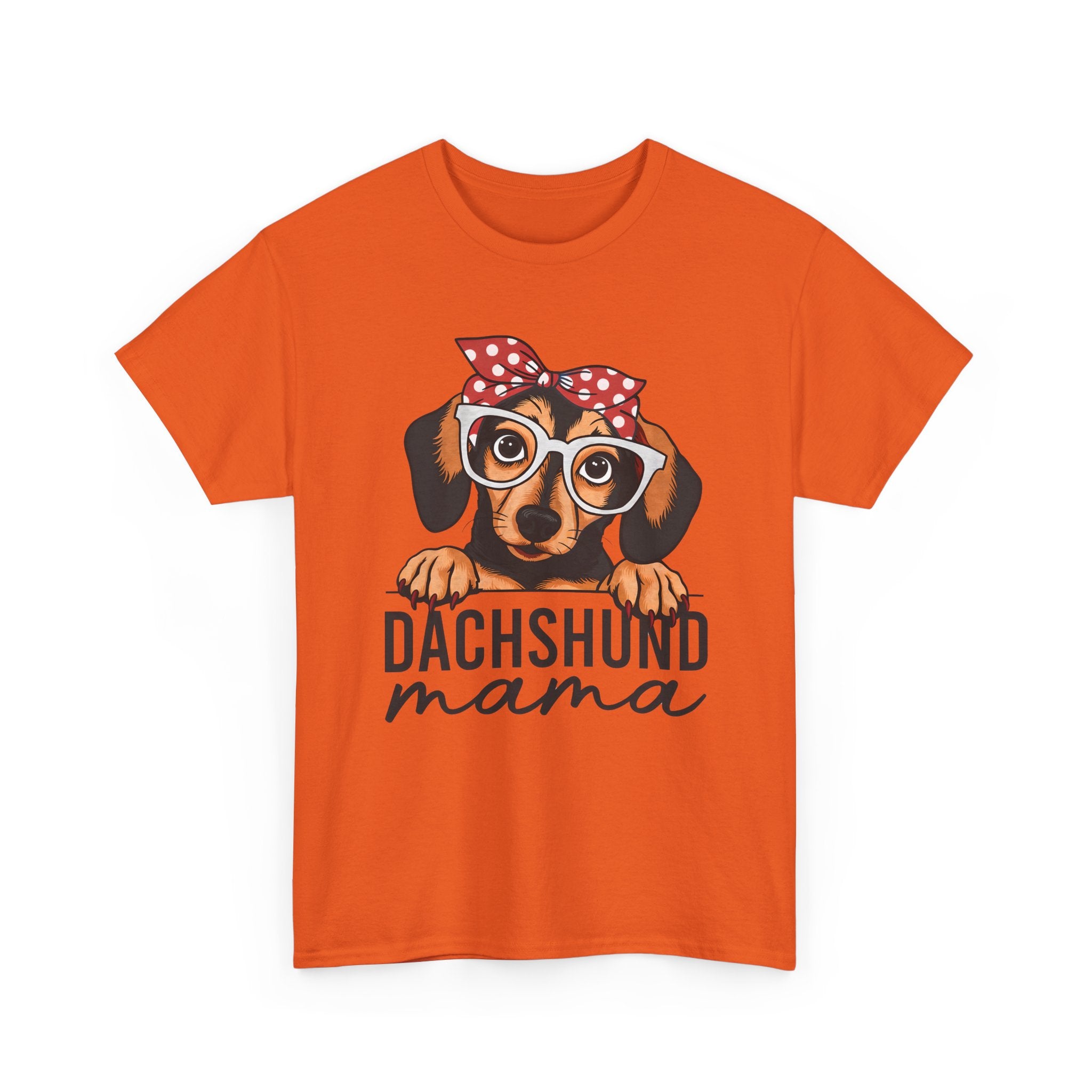 Dachshund Mama T-Shirt — Cute Dog Mom Tee with Glasses & Bandana