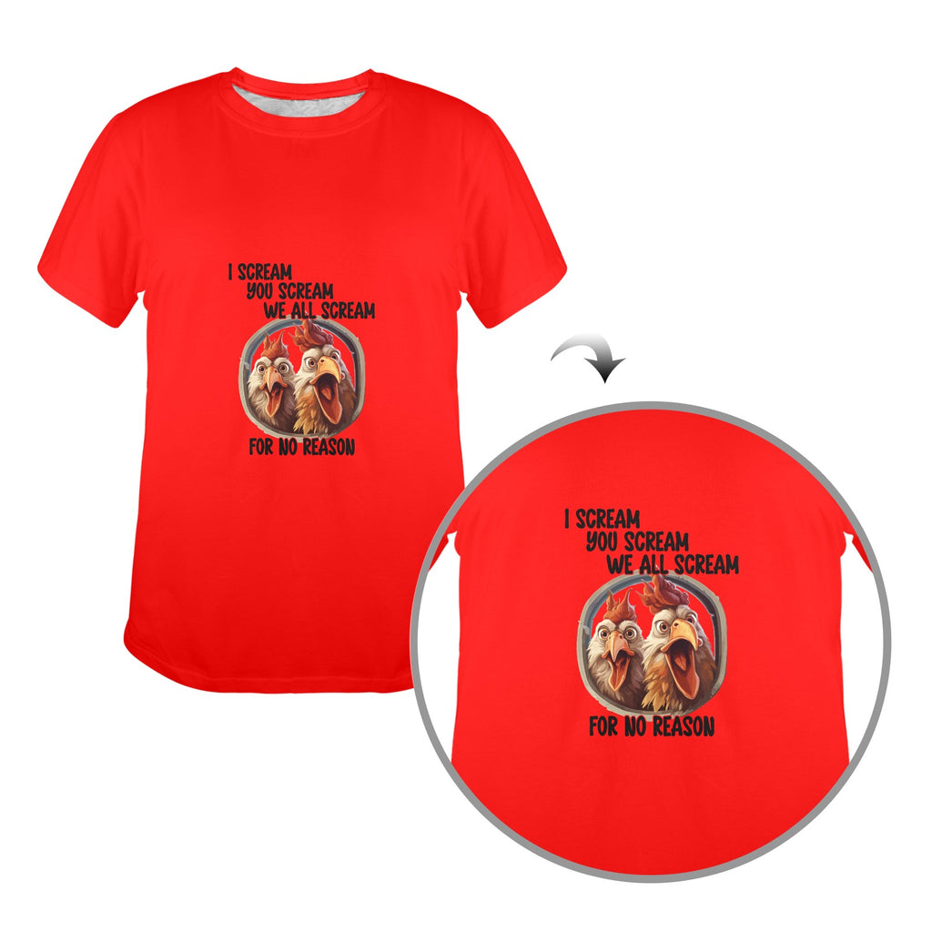 We All Scream Chicken Tee  Women's Funny Farm Graphic Tee