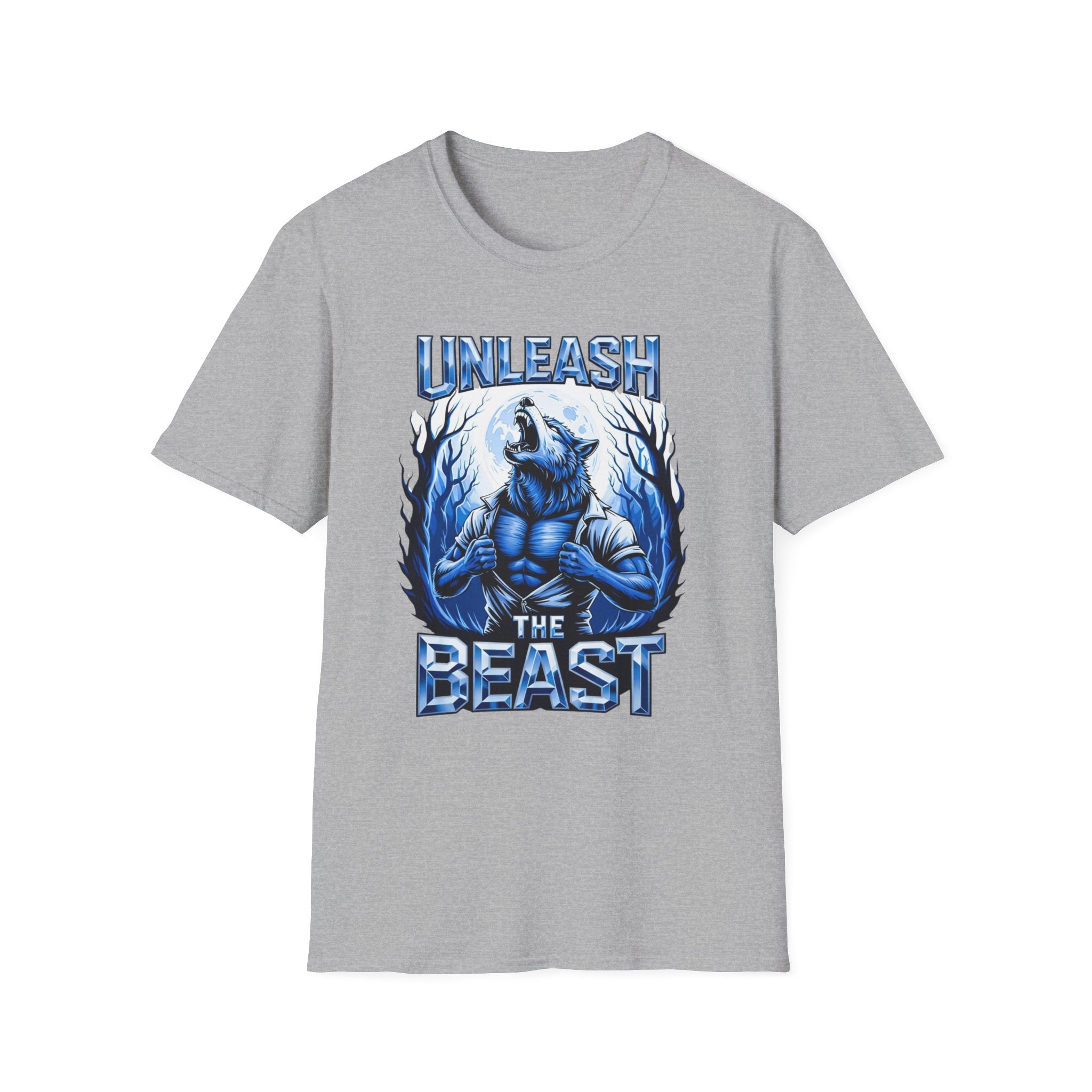 Unleash The Beast Werewolf T-Shirt — Blue Graphic Tee