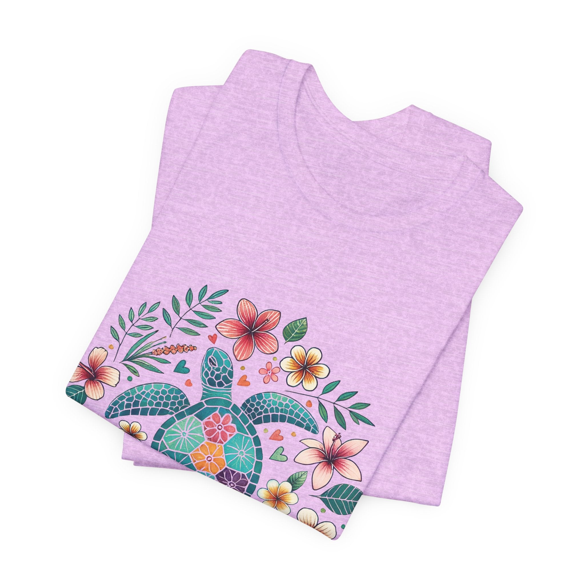 Floral Mosaic Sea Turtle T-Shirt — Tropical Beach Boho Tee