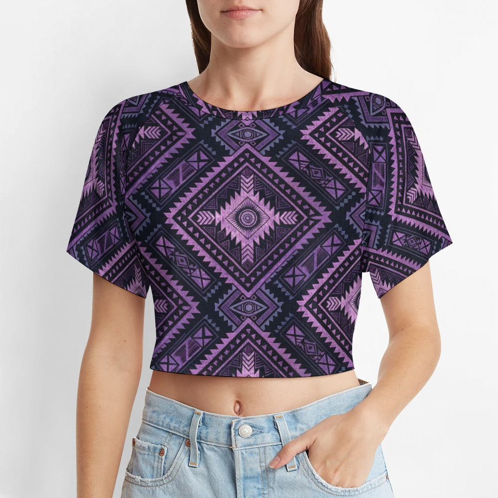 Wolf Hill Ranch – Desert Spirit Collection Aztec Diamond Crop Top Purple
