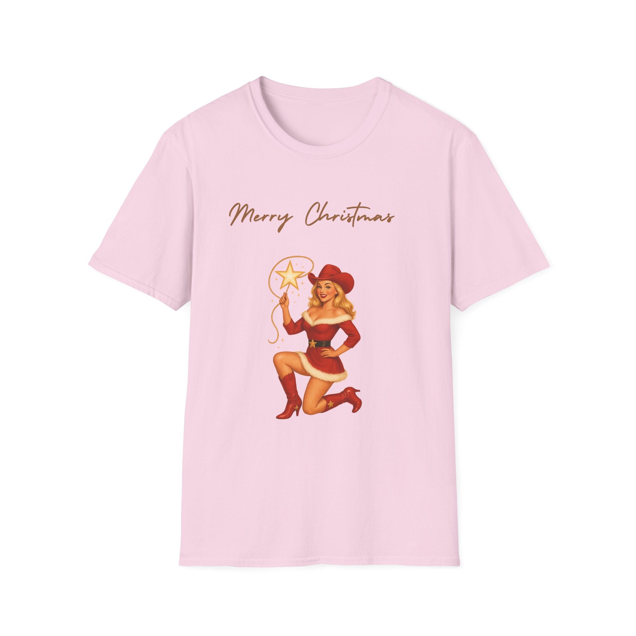 Christmas Cowgirl T-Shirt — "Merry Christmas" Pinup Holiday Tee