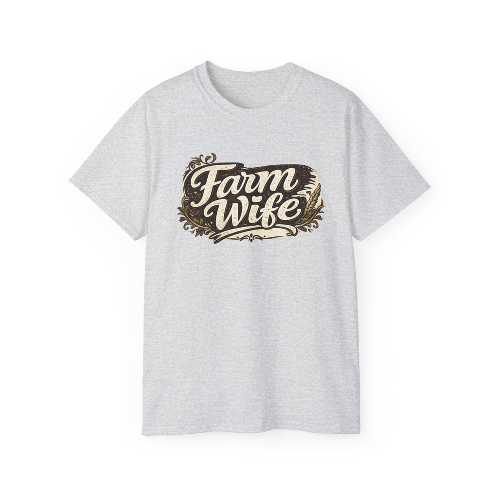 Farm Wife T-Shirt — Rustic Retro Script Tee for Women (Farm Wife)