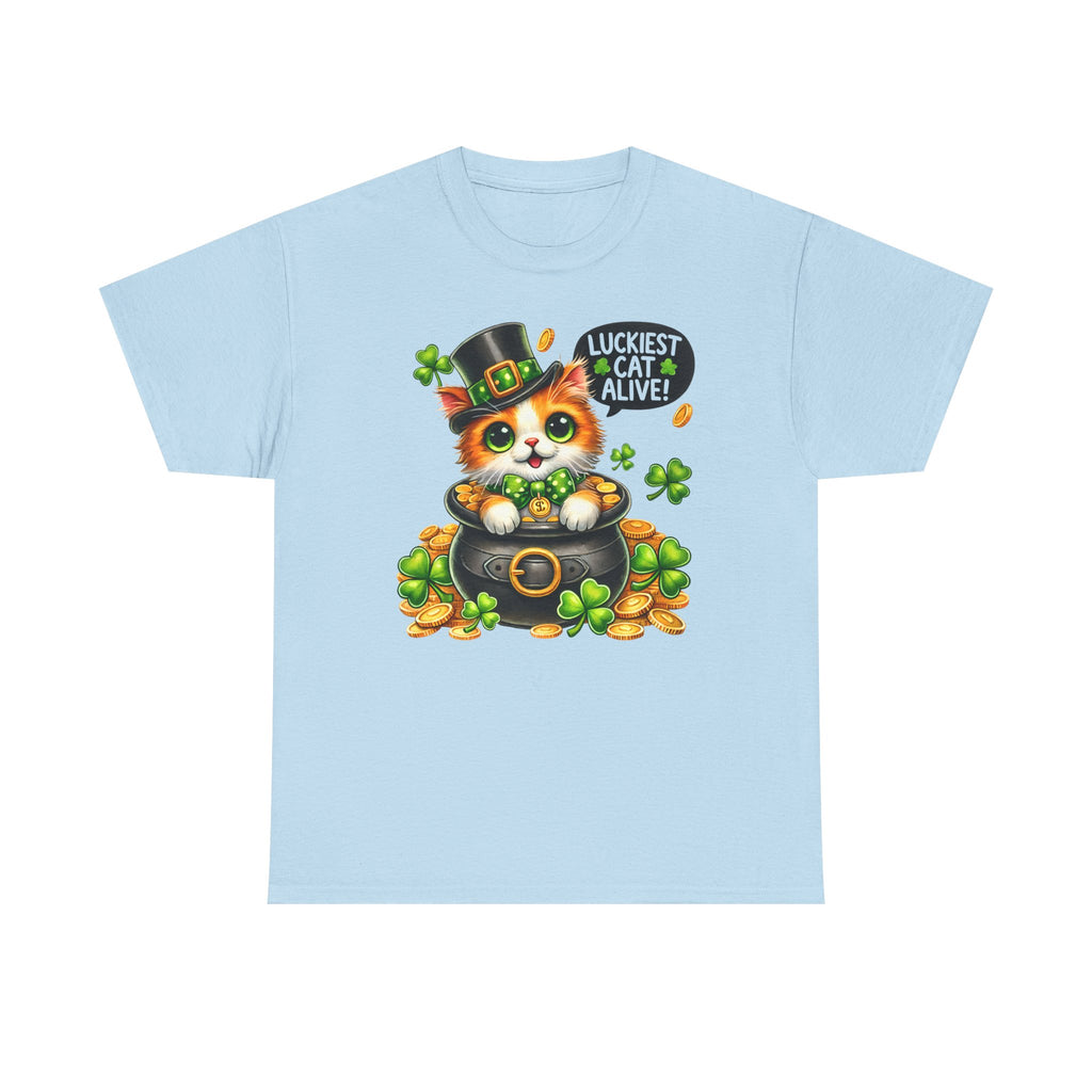 Luckiest Cat Alive Shamrock T-Shirt — St. Patrick’s Day Irish Cat Tee