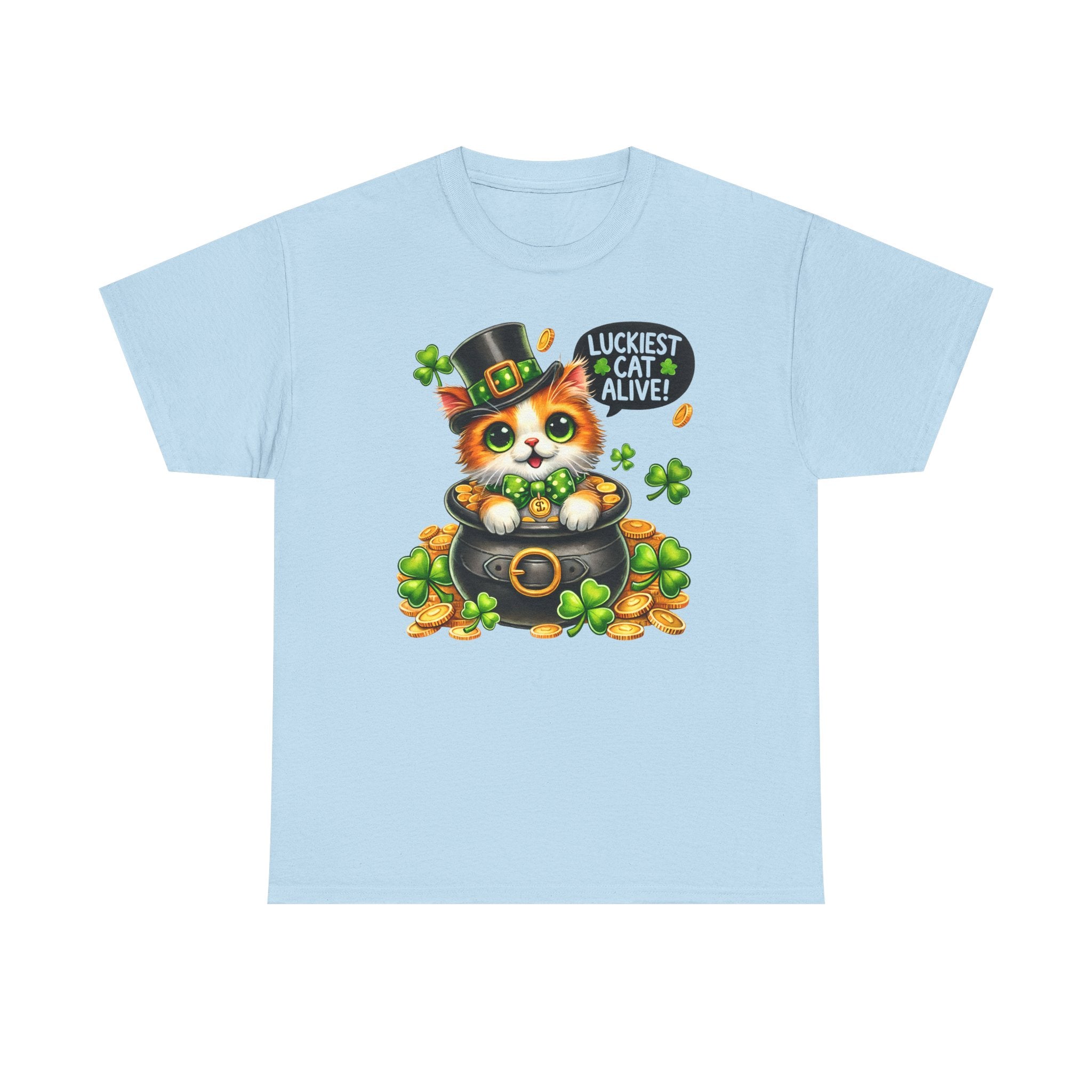 Luckiest Cat Alive Shamrock T-Shirt — St. Patrick’s Day Irish Cat Tee