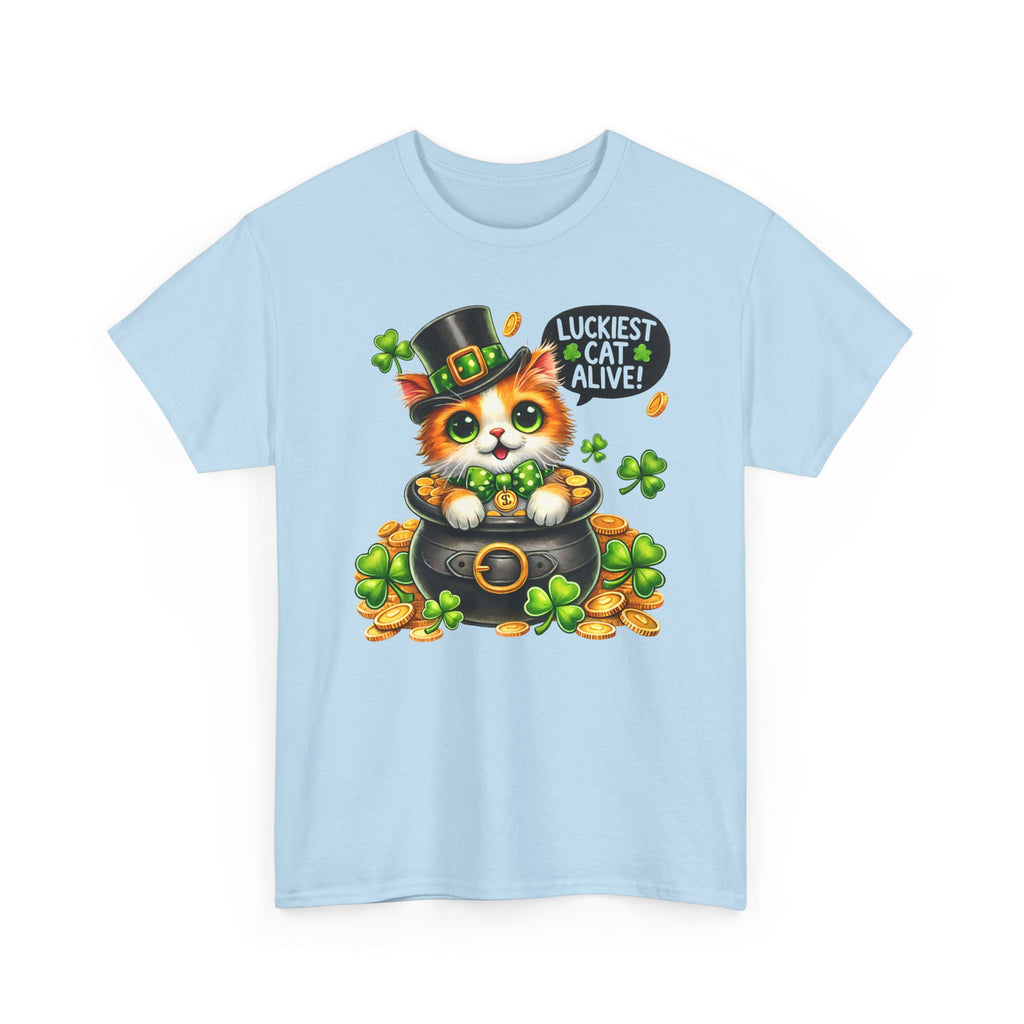 Luckiest Cat Alive Shamrock T-Shirt — St. Patrick’s Day Irish Cat Tee