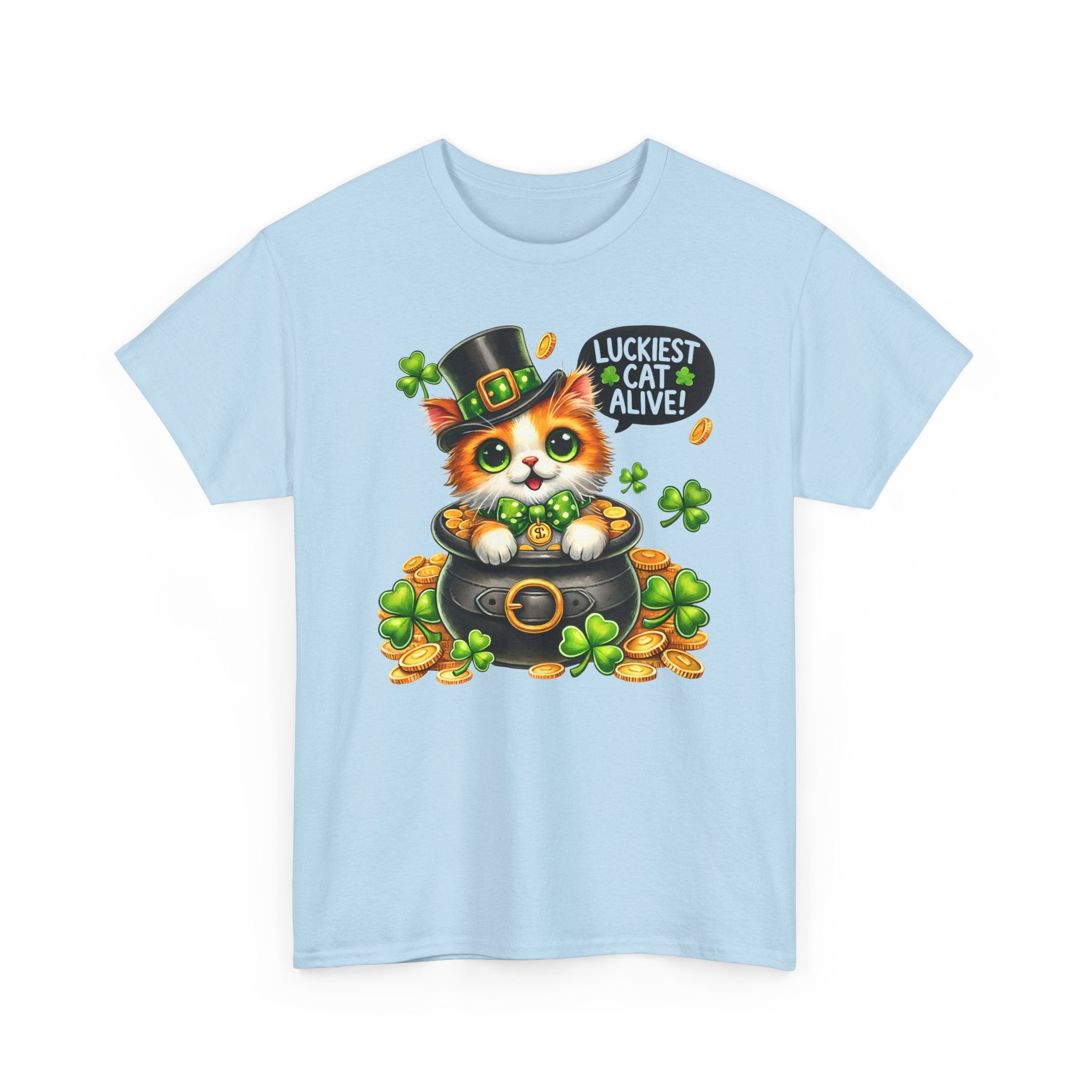Luckiest Cat Alive Shamrock T-Shirt — St. Patrick’s Day Irish Cat Tee