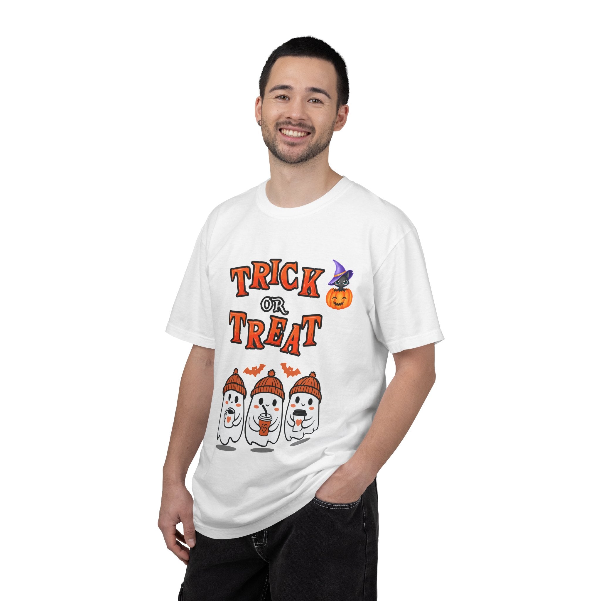 Trick or Treat Ghost T-Shirt - Perfect for Halloween, Spooky Season Wear, Fun Costume, Unisex Tee, Halloween Party Apparel