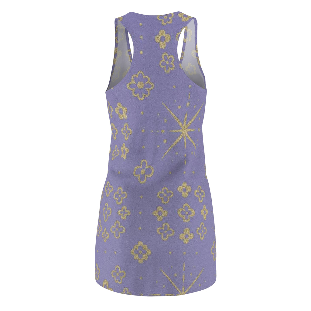 Lavender Gold Starburst Racerback Dress — Floral All-Over Print