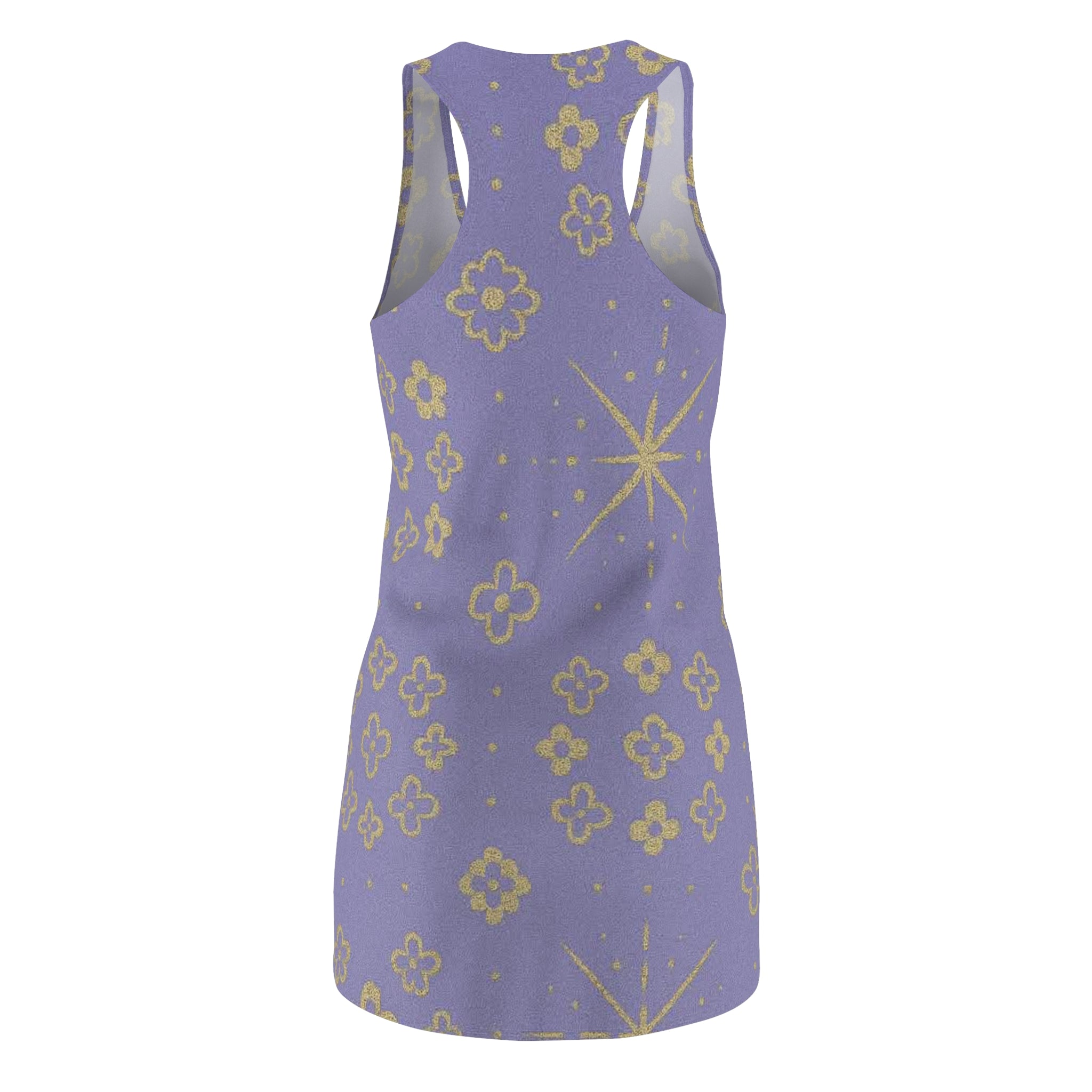 Lavender Gold Starburst Racerback Dress — Floral All-Over Print
