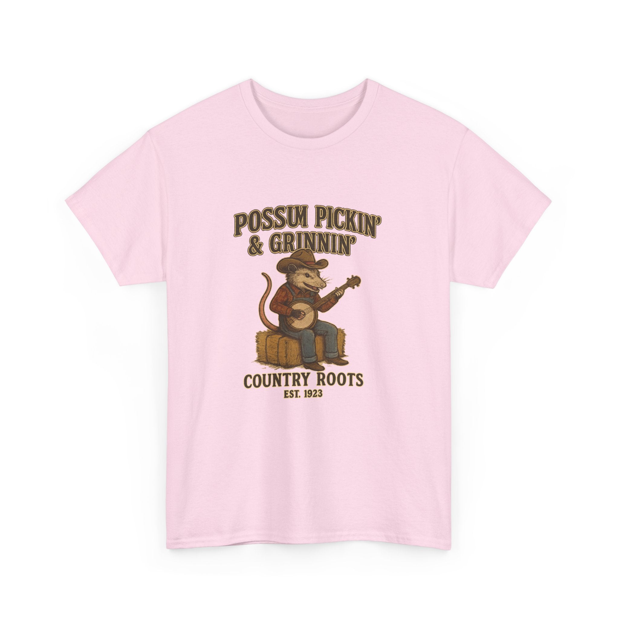 T-Shirt Possum Pickin' & Grinnin' Country Roots" Vintage Banjo Graphic Tee  Trendy T Shirt
