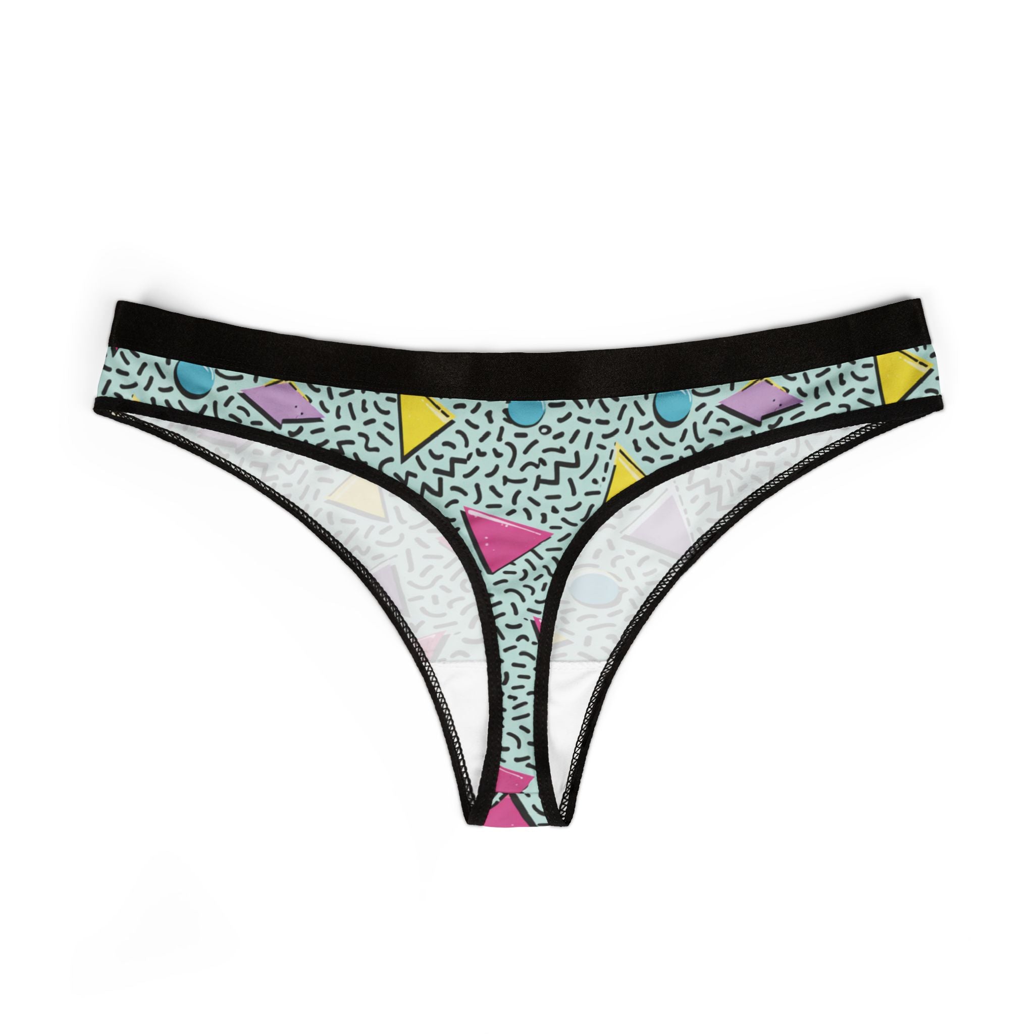 Retro 80s Geometric Thong – Women's Patterned Seamless Thong