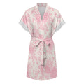 The Blush Garden Collection  Women's lace-trimmed short-sleeved bathrobe with belt