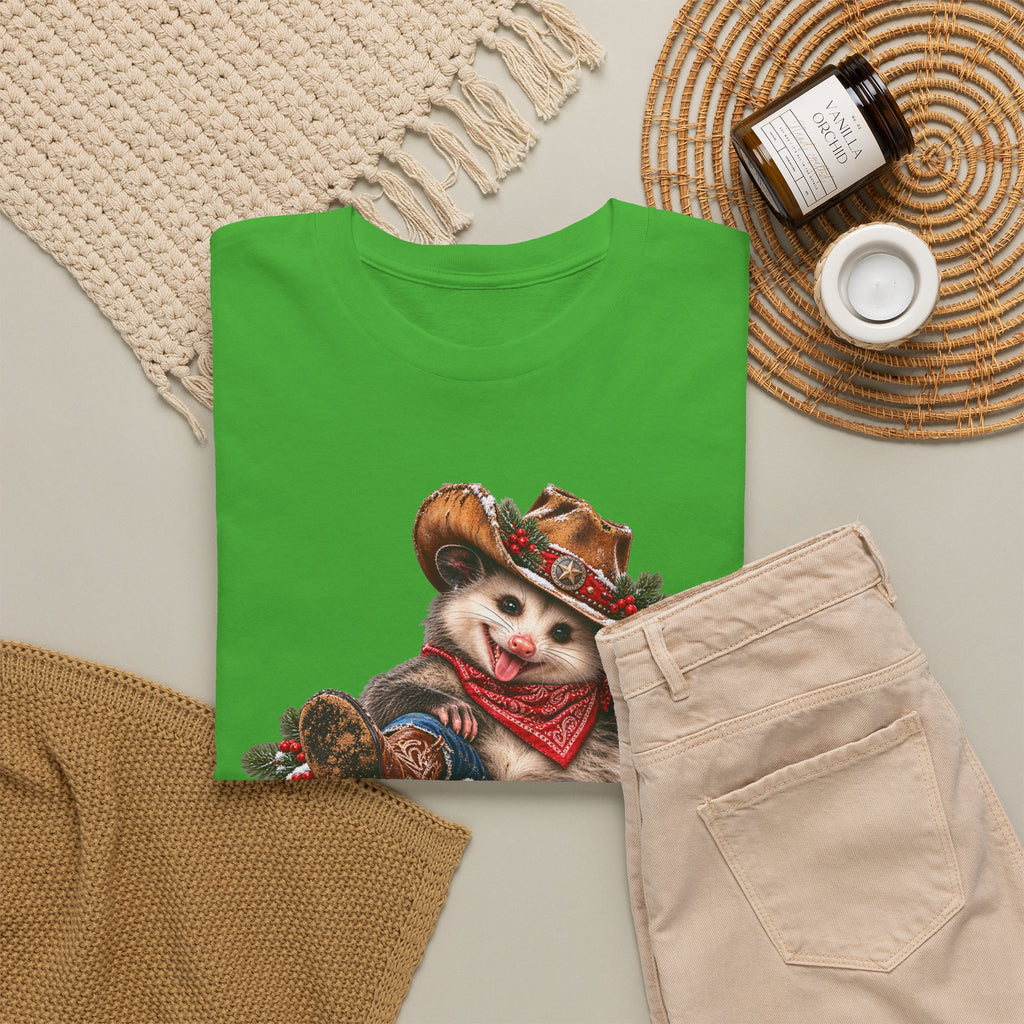 Pete the Possum Women’s Classic Christmas Tee – Western Cowgirl Holiday Shirt