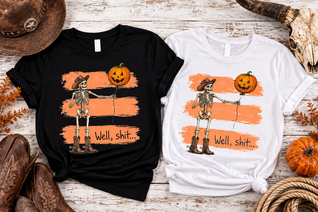 Well, Shit… Cowboy Skeleton Unisex Halloween Tee