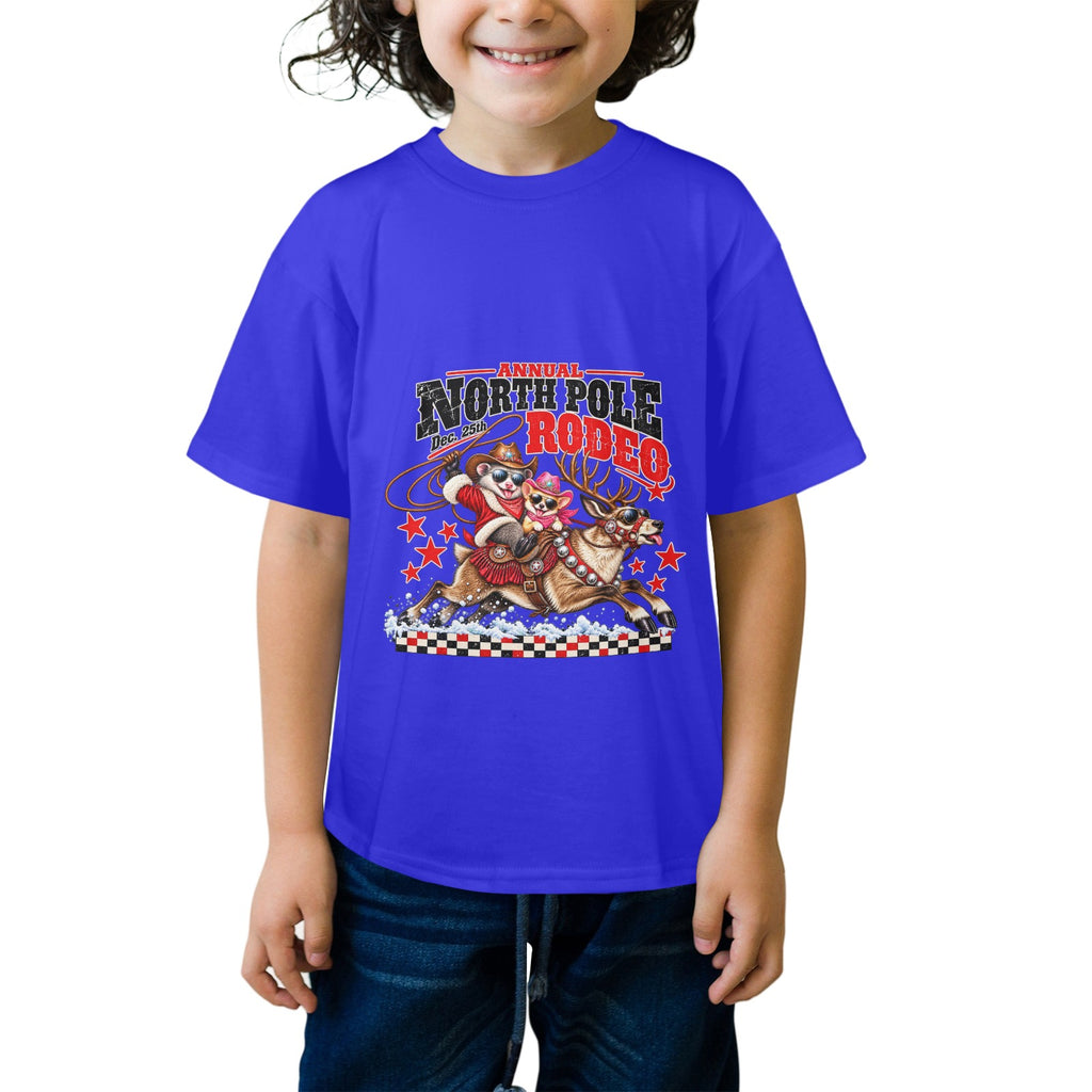 Pete & Coco North Pole Rodeo Youth T-Shirt  Western Christmas Reindeer Holiday Tee