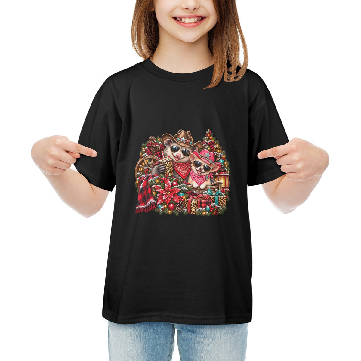 Pete & Coco Christmas Youth T-Shirt – Cute Western Holiday Ranch Tee