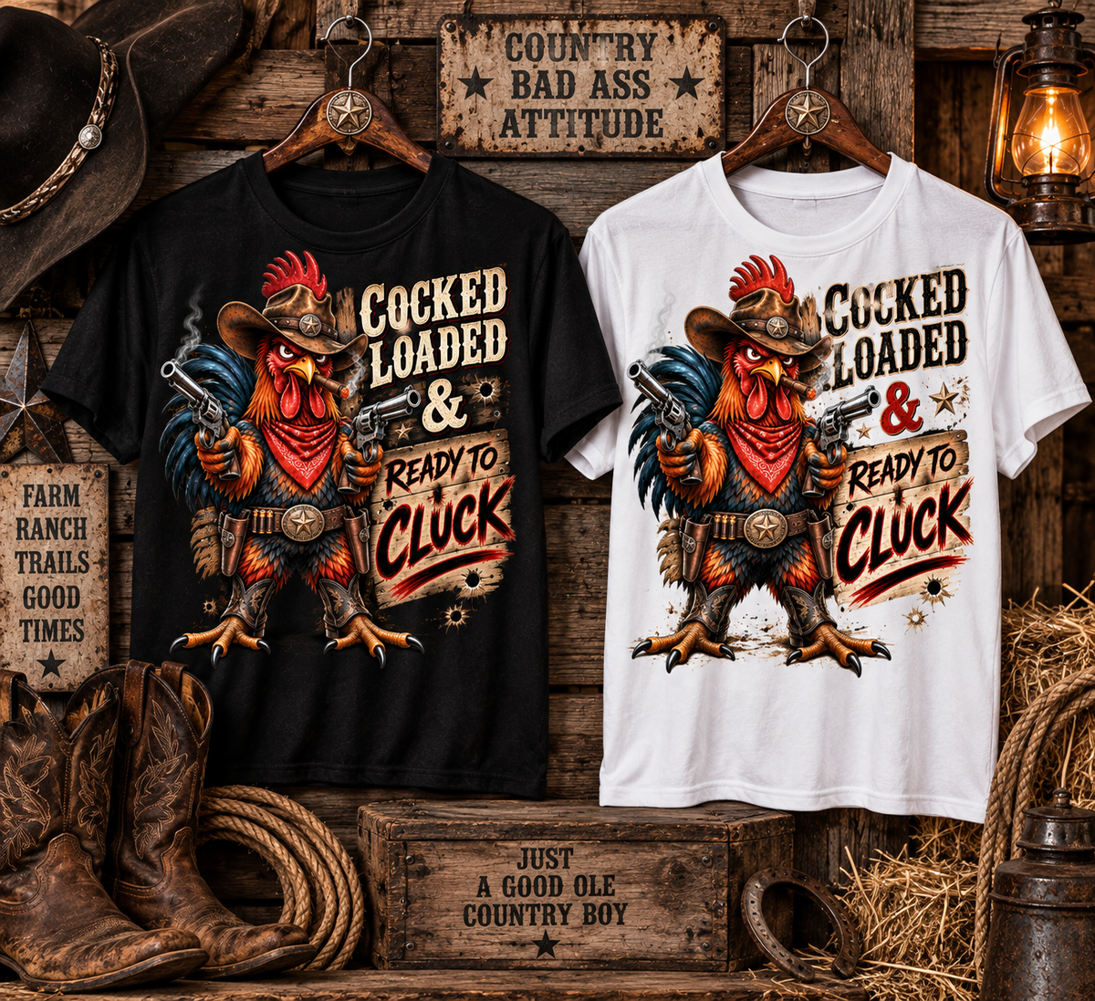Cocked, Loaded & Ready to Cluck Men’s Western T-Shirt