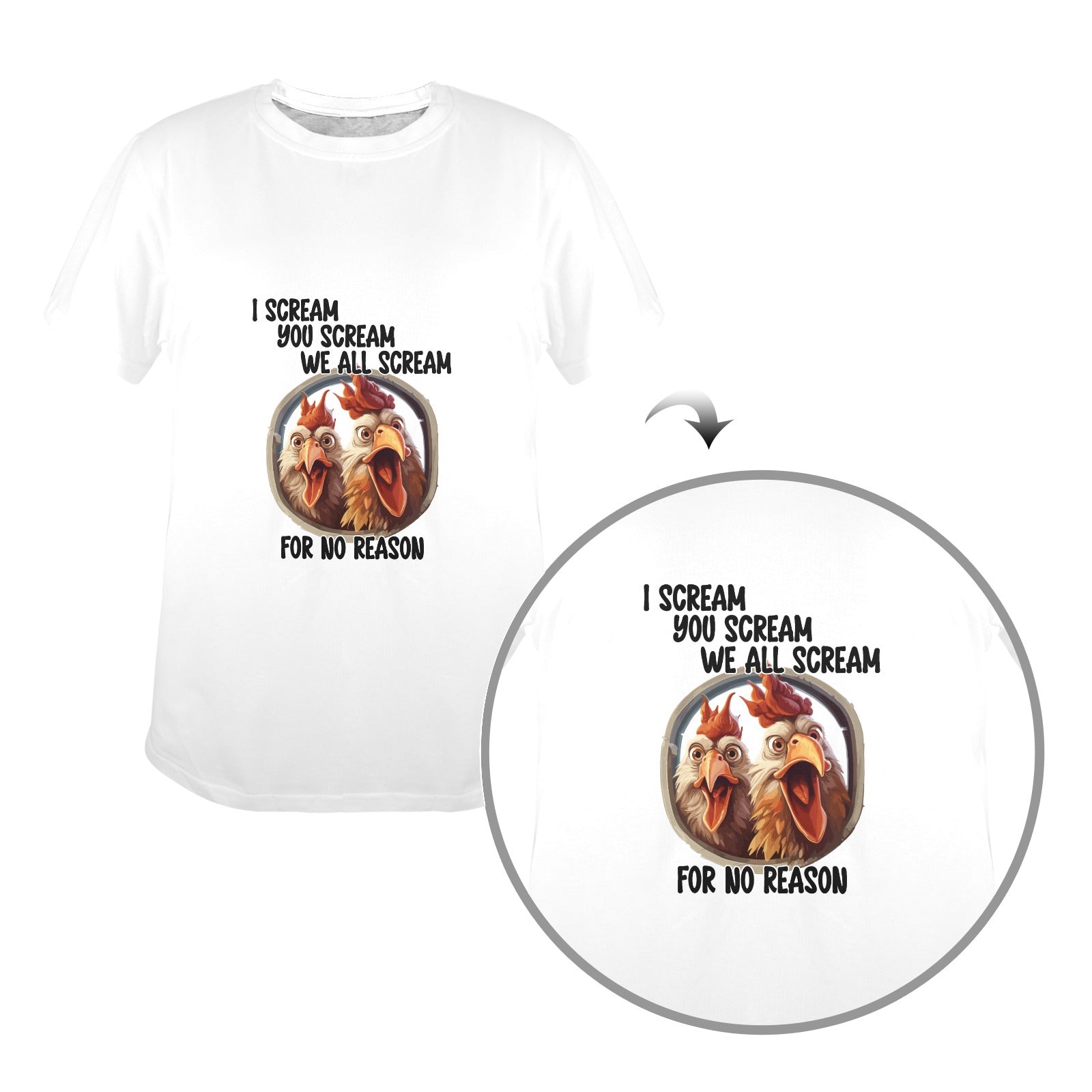 We All Scream Chicken Tee  Women's Funny Farm Graphic Tee