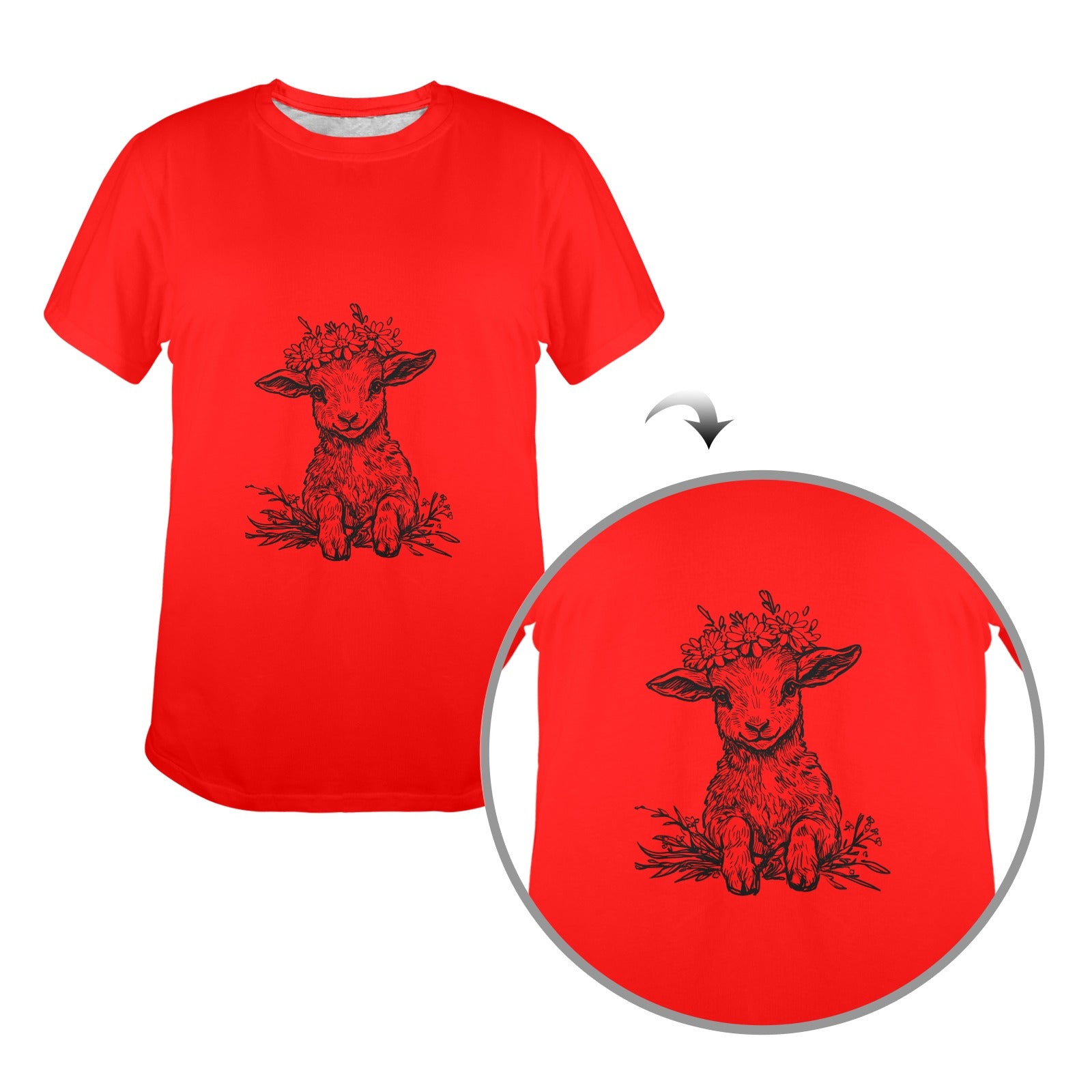 Little Lamb Flower Crown ladies tee made in usa