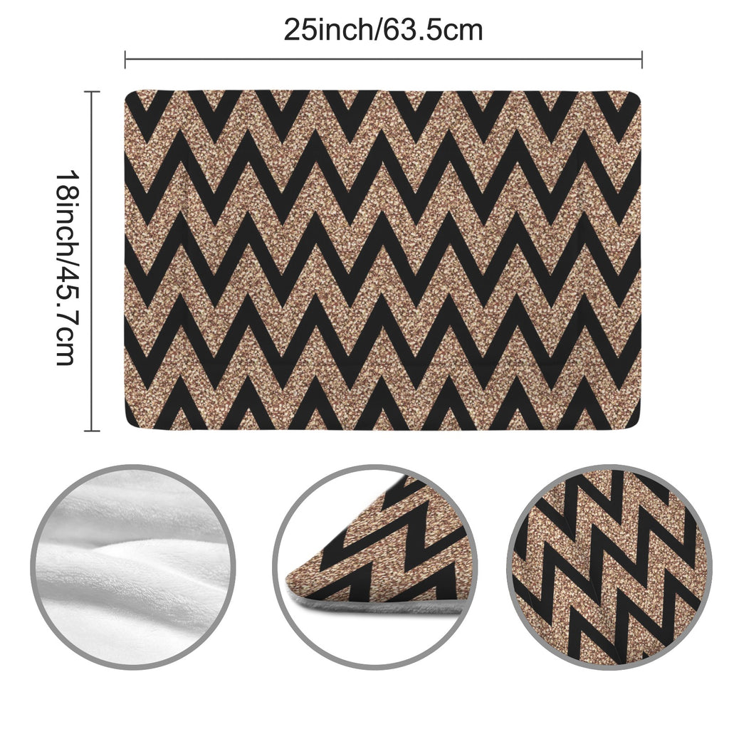 Coco's House of Fashion  Gold Glitter & Black Chevron Dog Mat