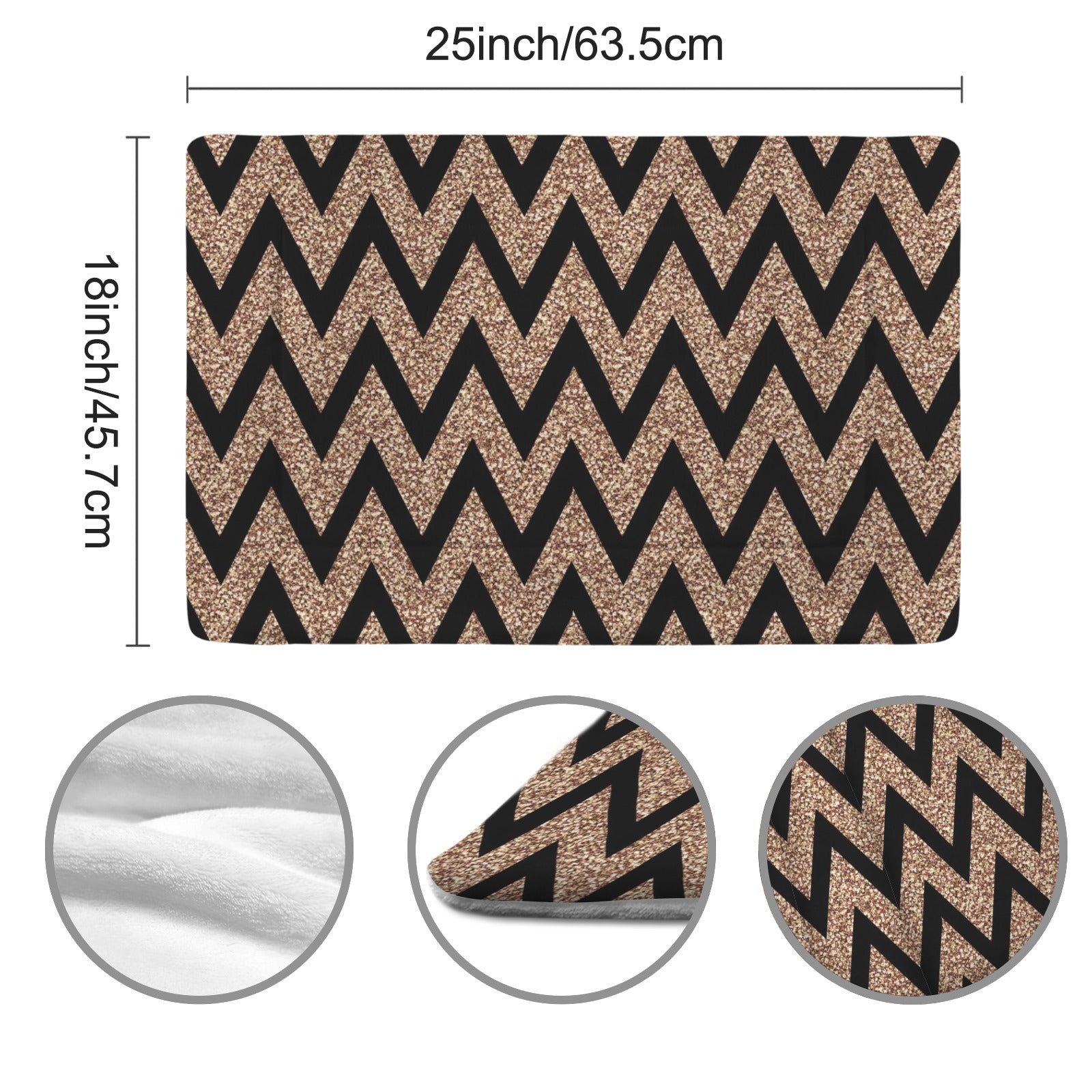 Coco's House of Fashion  Gold Glitter & Black Chevron Dog Mat