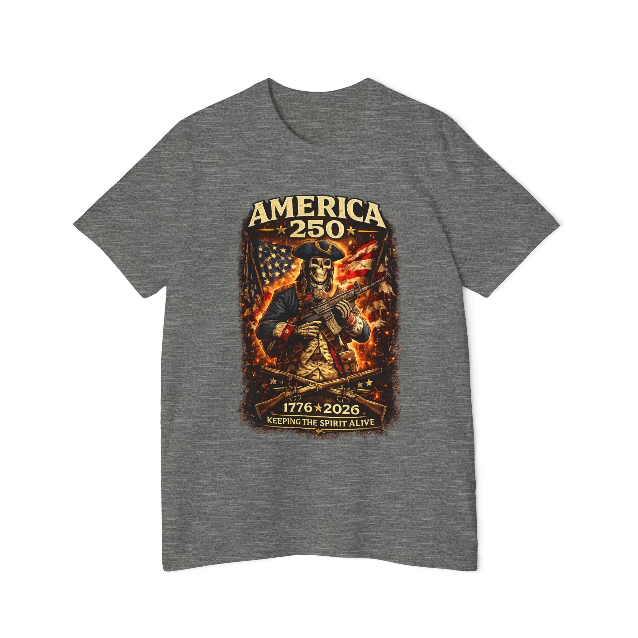 America 250 T-Shirt - 1776-2026 Patriotic Skeleton Flag Tee