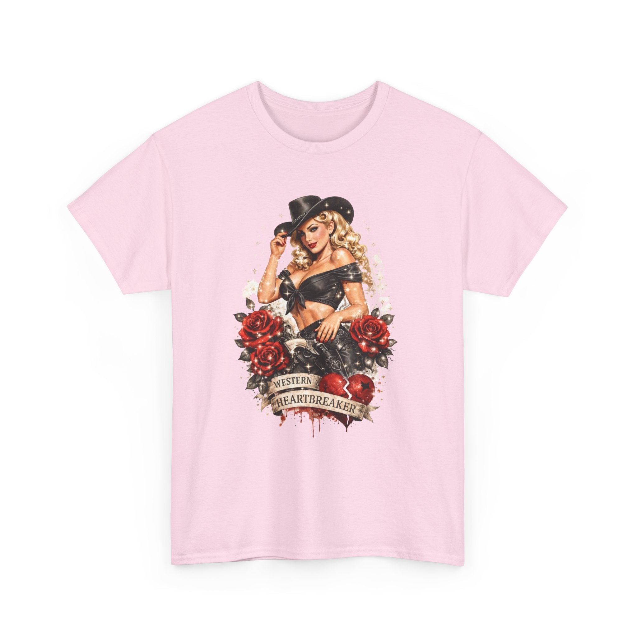 Cowgirl Pinup Heartbreaker T-Shirt — Vintage Valentine Graphic Tee