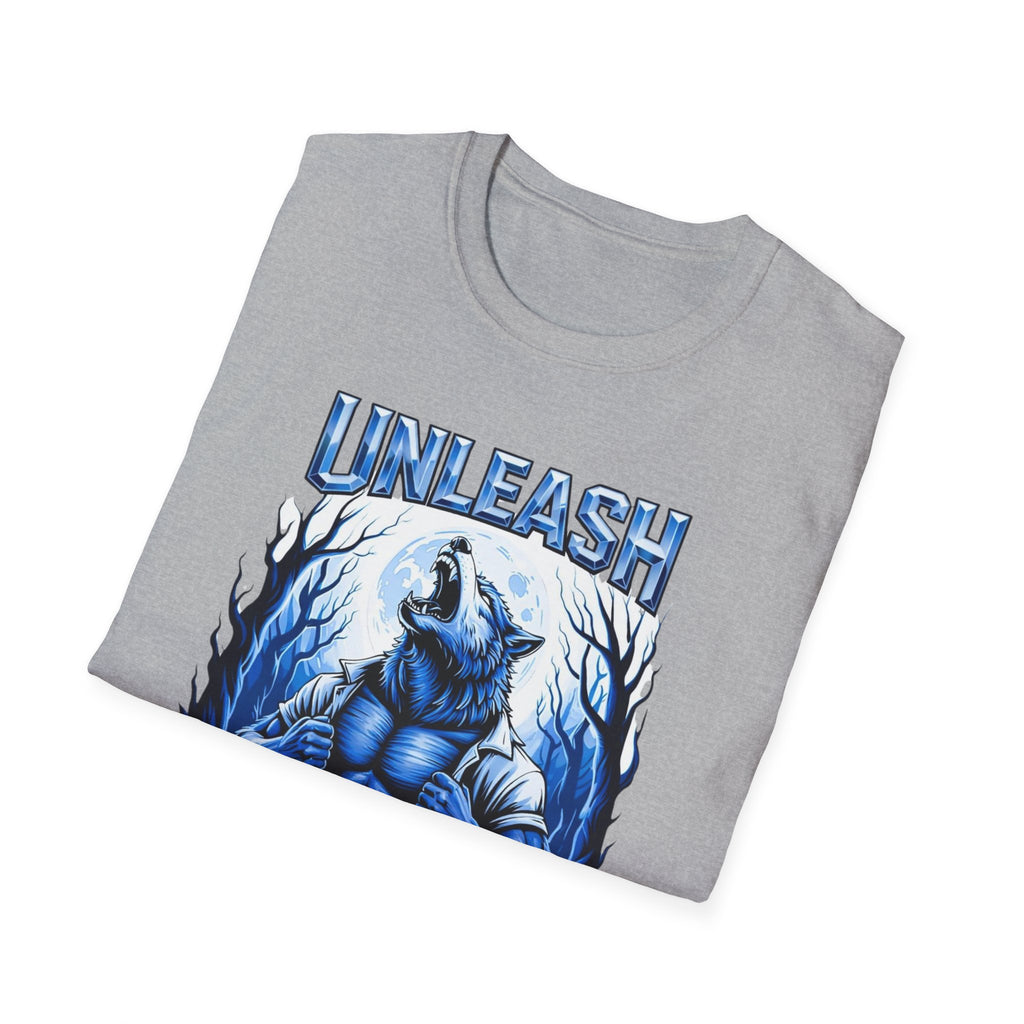 Unleash The Beast Werewolf T-Shirt — Blue Graphic Tee