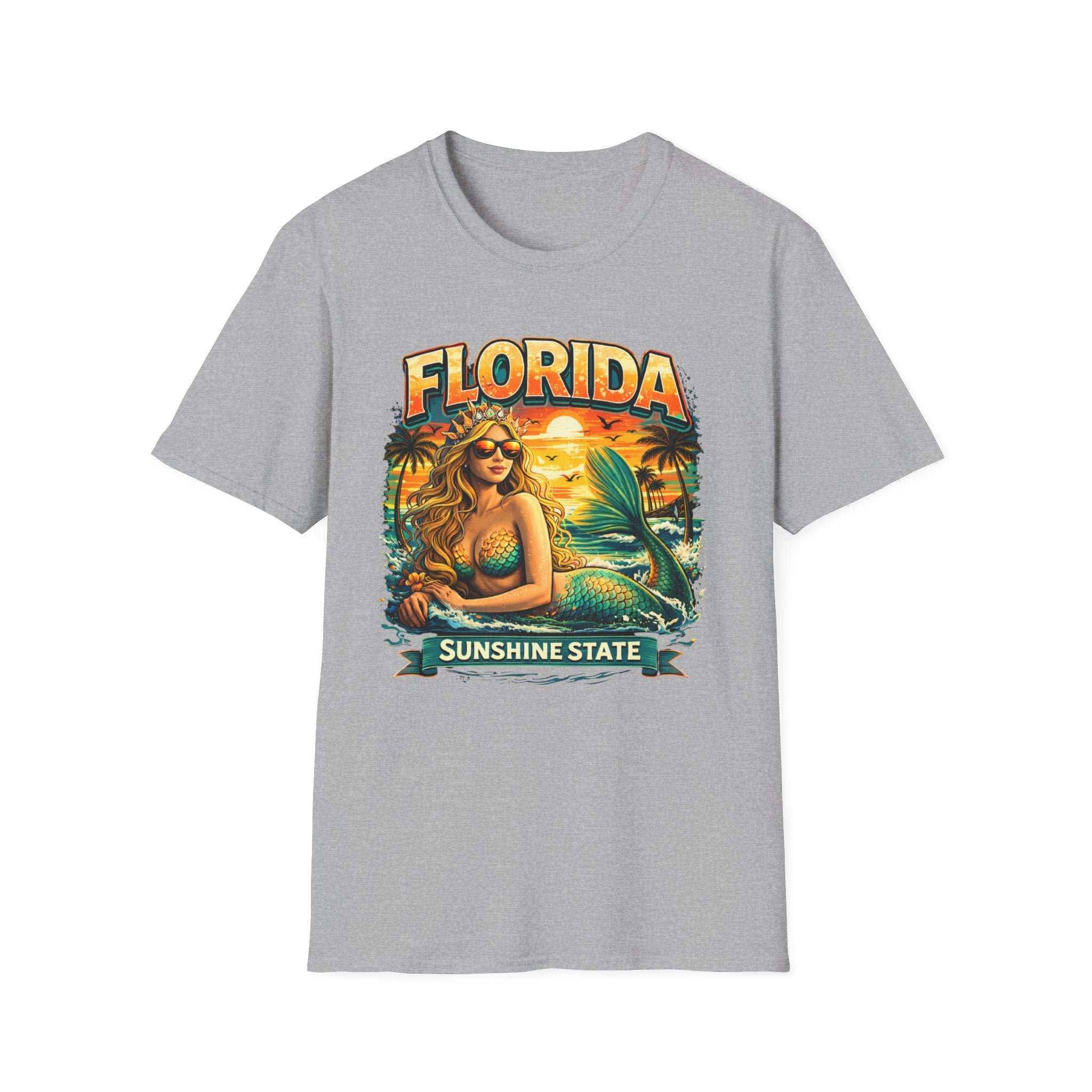 Florida Sunshine State T-Shirt — Retro Mermaid Beach Graphic