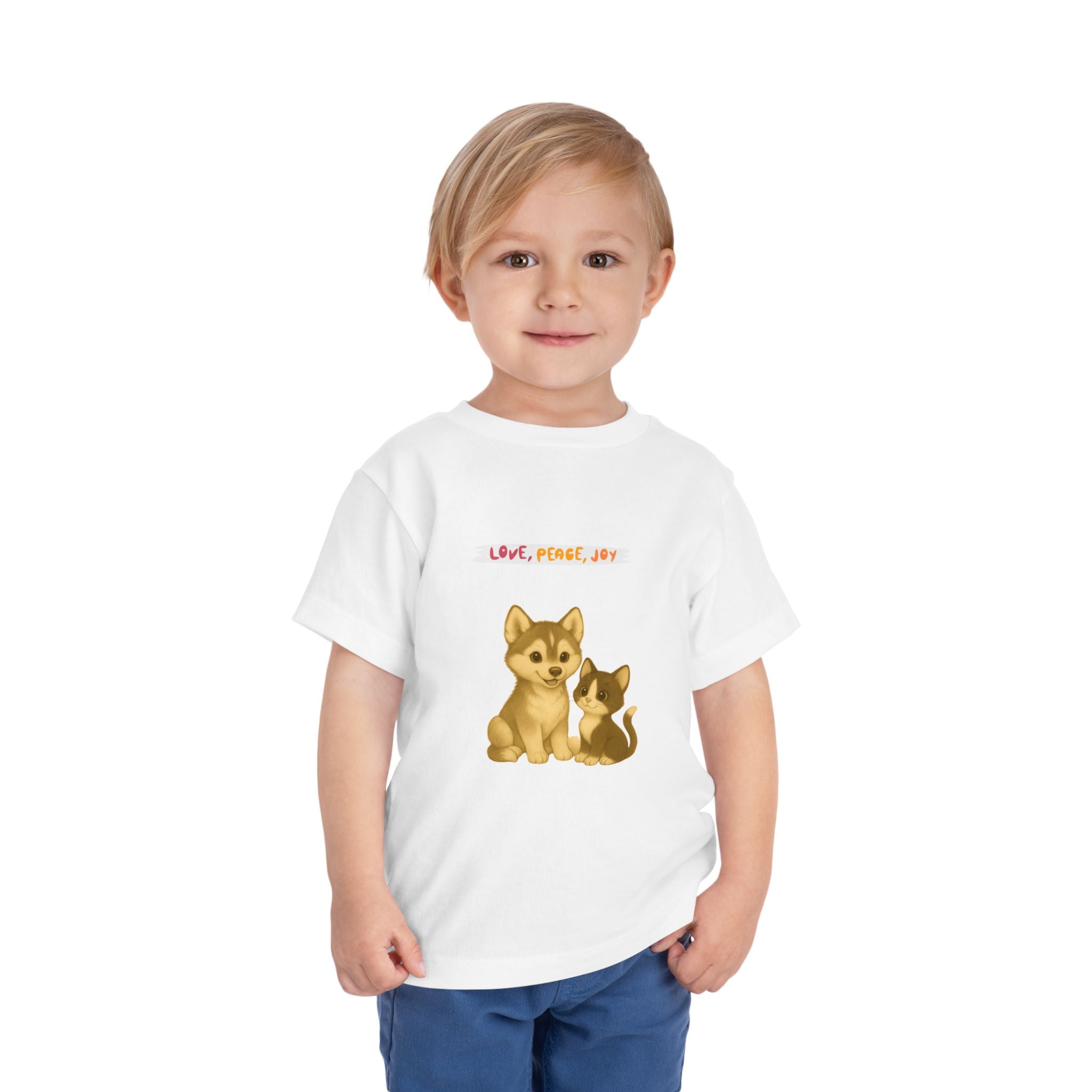 Love, Peace, Joy Toddler Tee, Cute Kids T-Shirt, Animal Lover Gift, Adorable Summer Shirt, Birthday Gift for Little Ones