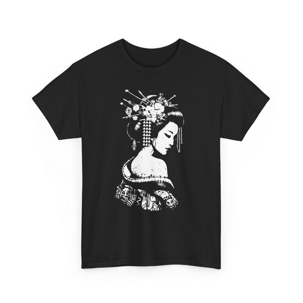 Shadow Geisha Portrait Tee  Japanese Ink Art T-Shirt