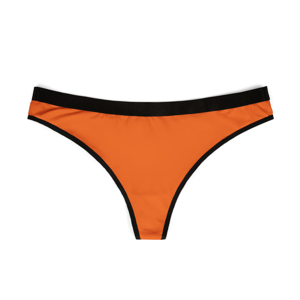 Personalized Orange Contrast-Trim Thong Panties — Women's Lightweight Lace-Free Bikini Underwear