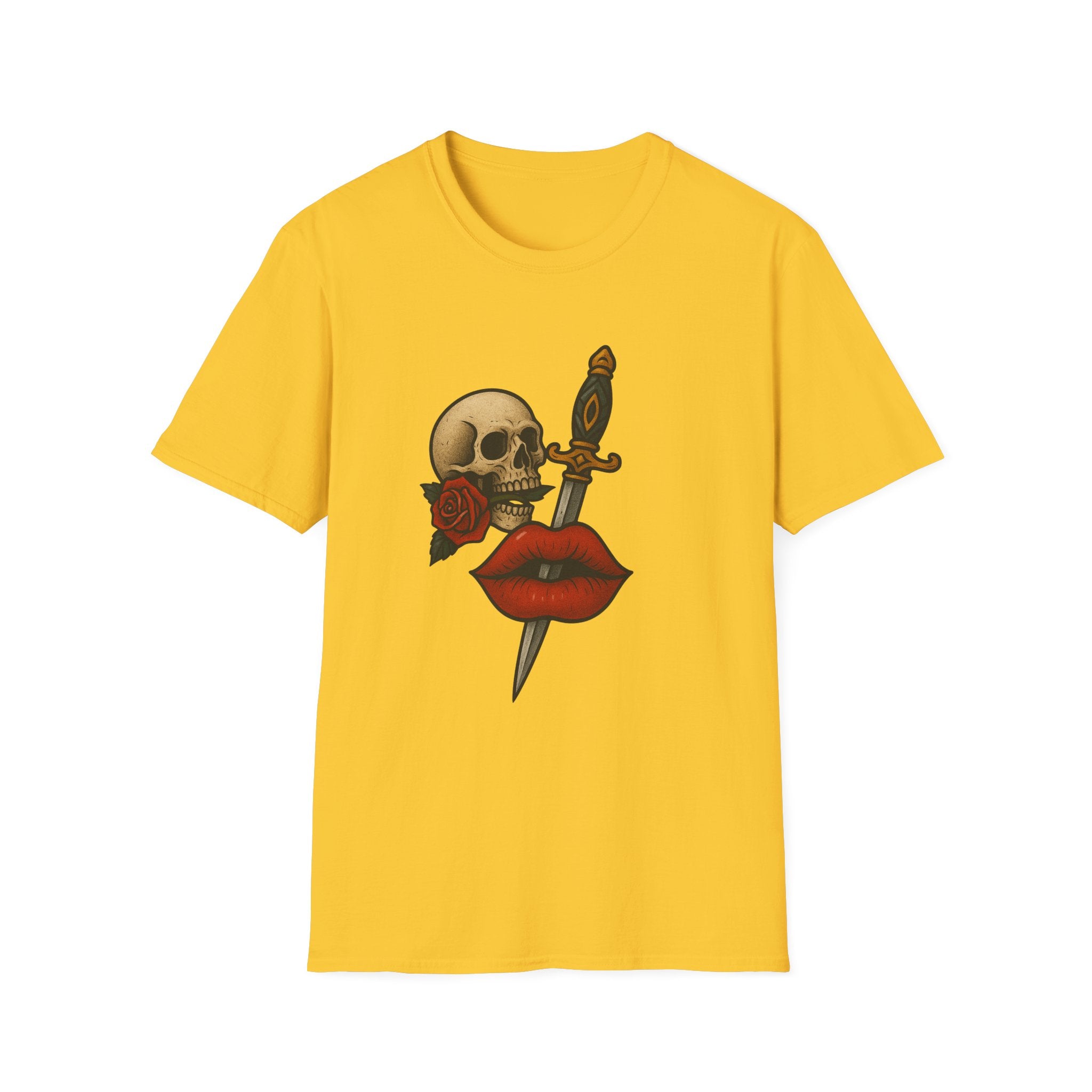 Skull Dagger Love T-Shirt  Edgy Gothic Graphic Tee  Trendy TShirt