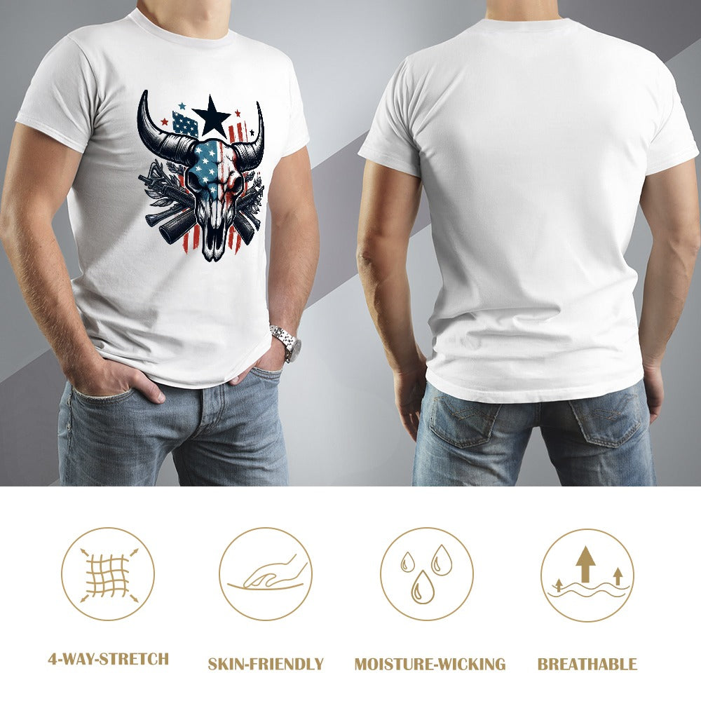 Wolf Hill Ranch Patriotic Bull Skull Tee