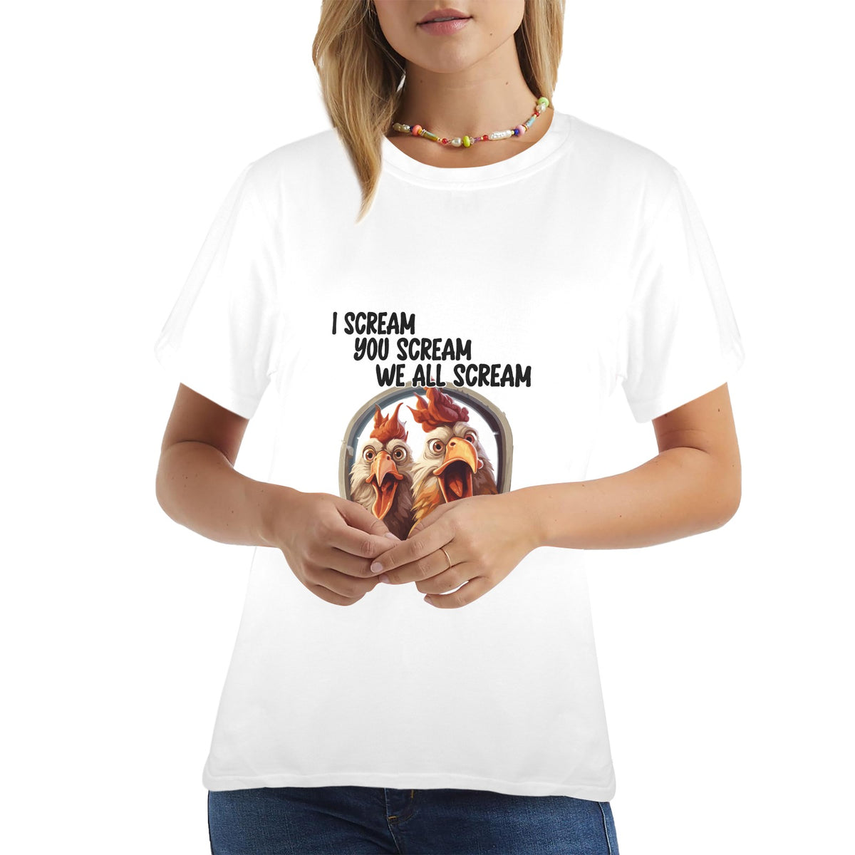 We All Scream Chicken Tee  Women's Funny Farm Graphic Tee