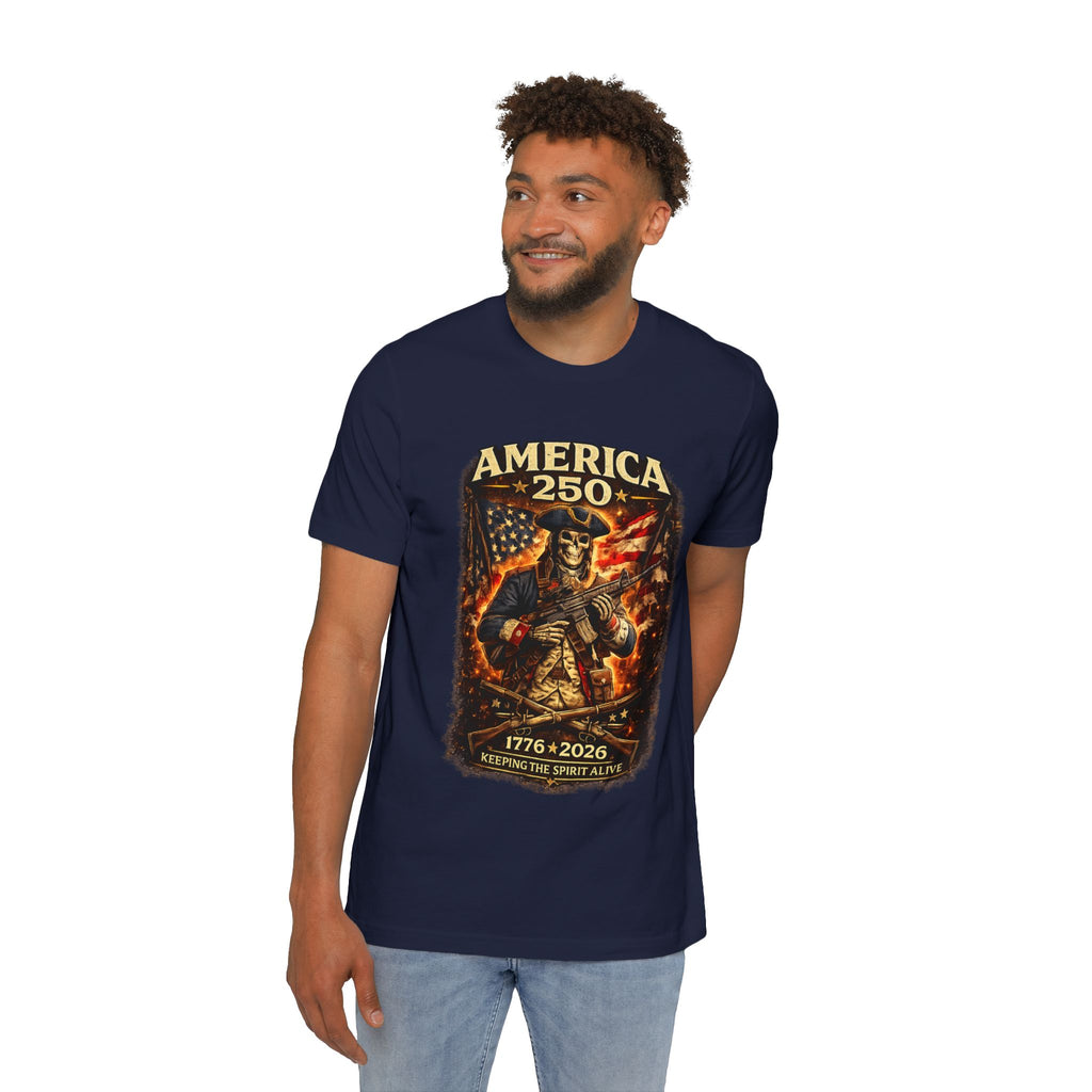 America 250 T-Shirt - 1776-2026 Patriotic Skeleton Flag Tee