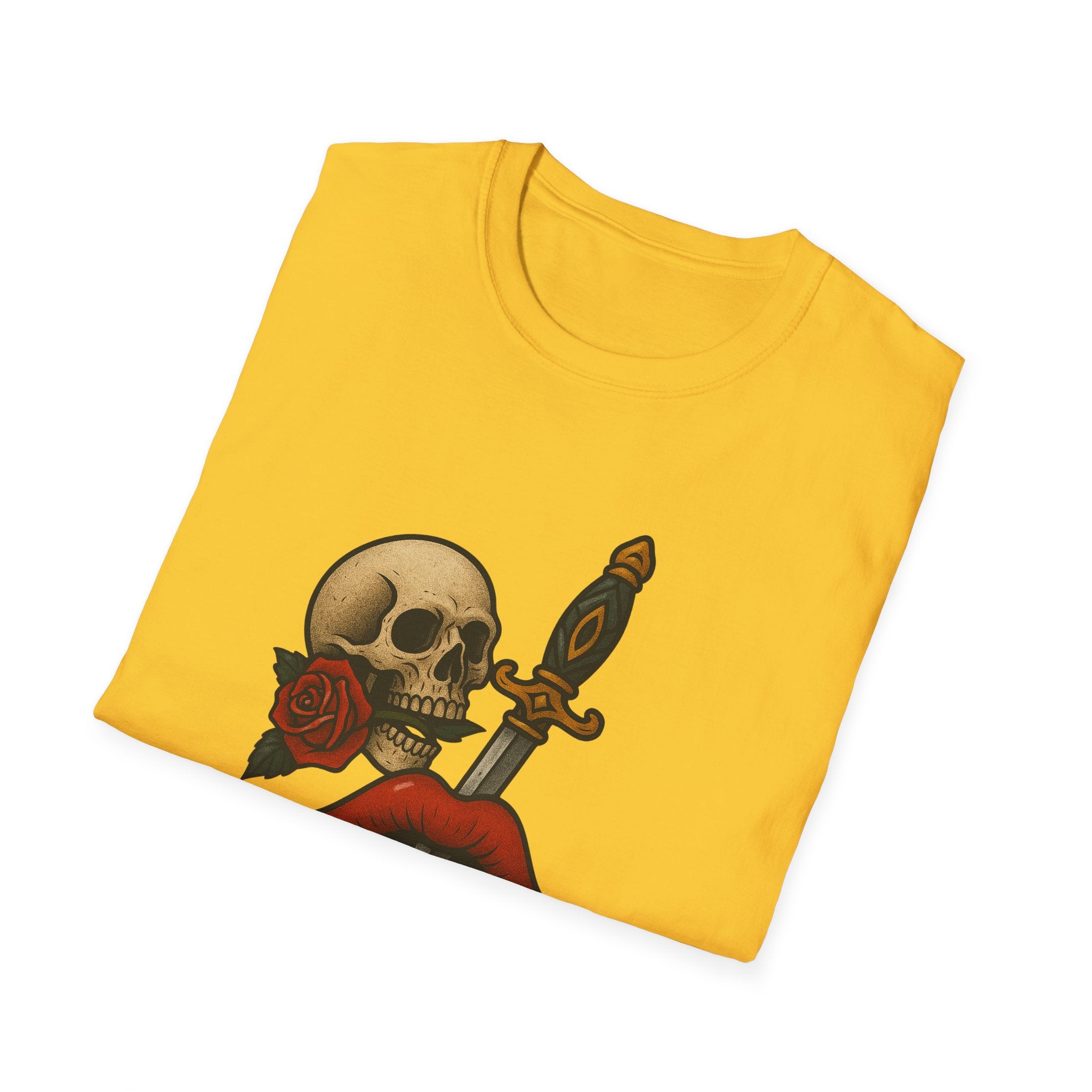 Skull Dagger Love T-Shirt  Edgy Gothic Graphic Tee  Trendy TShirt