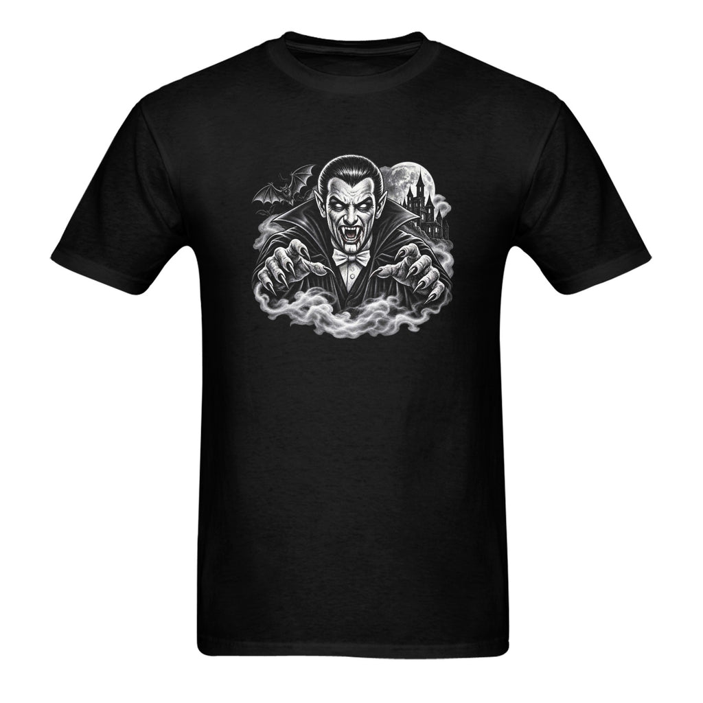 Vintage Vampire Unisex T-Shirt | Gothic Dracula Halloween Tee | Retro Horror Vampire Shirt | Spooky Castle & Bats Graphic Tee