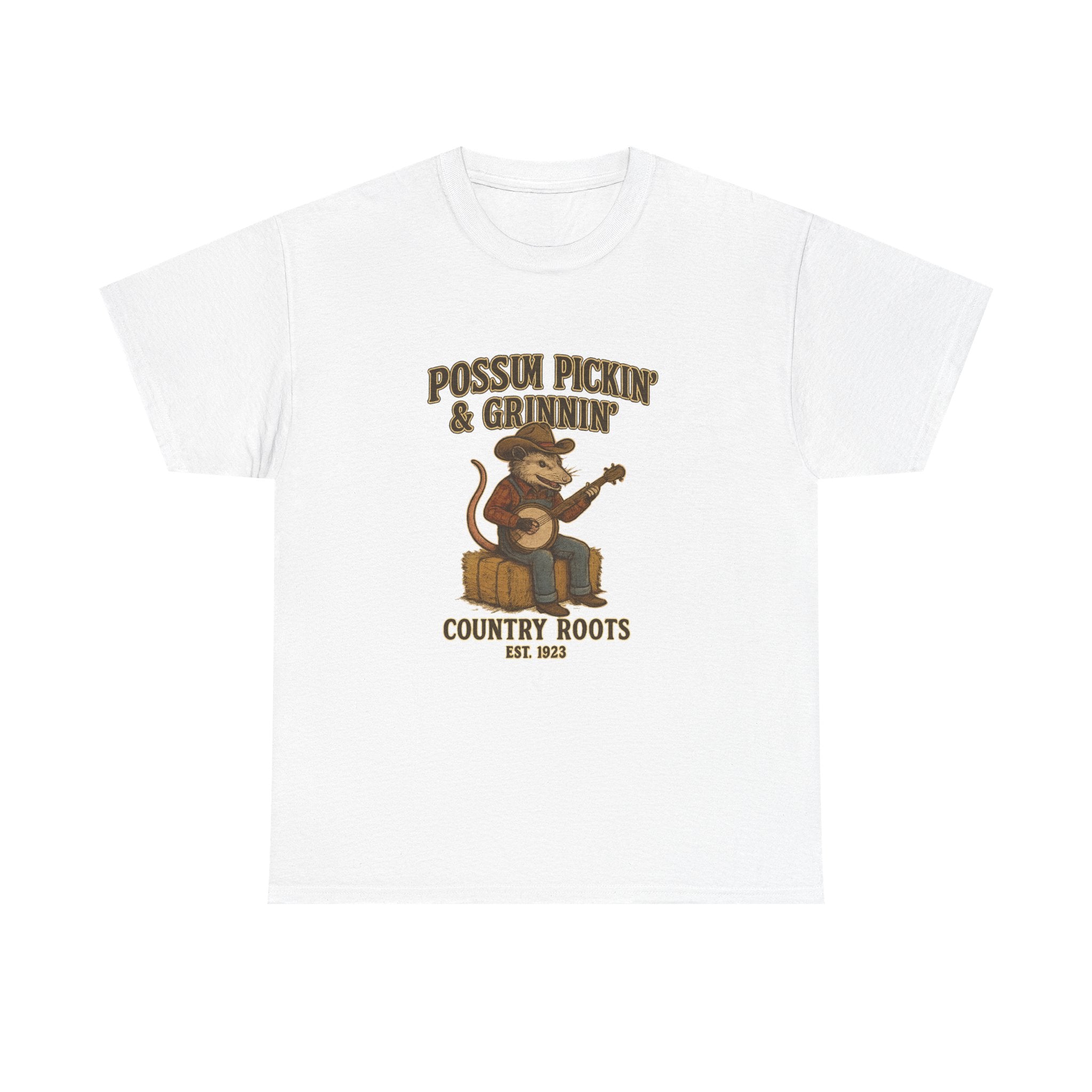 T-Shirt Possum Pickin' & Grinnin' Country Roots" Vintage Banjo Graphic Tee  Trendy T Shirt