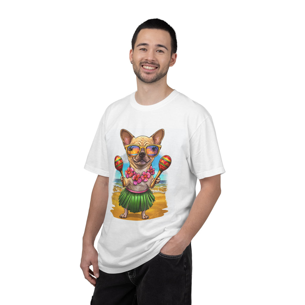 Tropical Dog T-Shirt - Fun Unisex Garment-Dyed Tee with Hawaiian Design, Summer Apparel, Beachwear, Gift for Pet Lovers, Vacation Style
