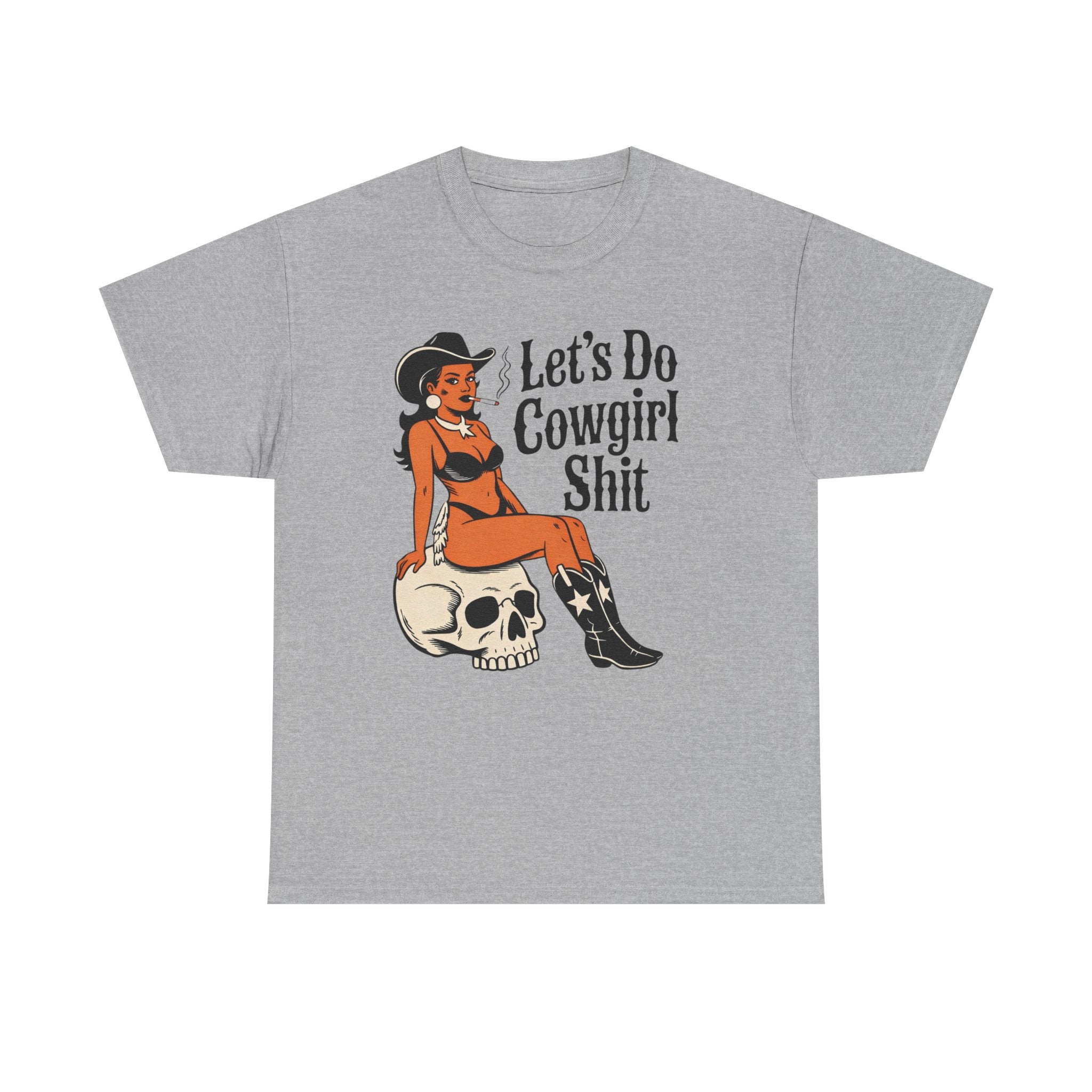 Cowgirl Pinup T-Shirt — "Let’s Do Cowgirl Shit" Retro Western Skull Tee