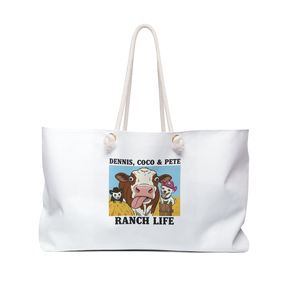 Ranch Life Weekender Bag — Dennis, Coco & Pete Farm Tote  Exclusive Ranch-Style Merch from Wolf Hill Ranch Designs